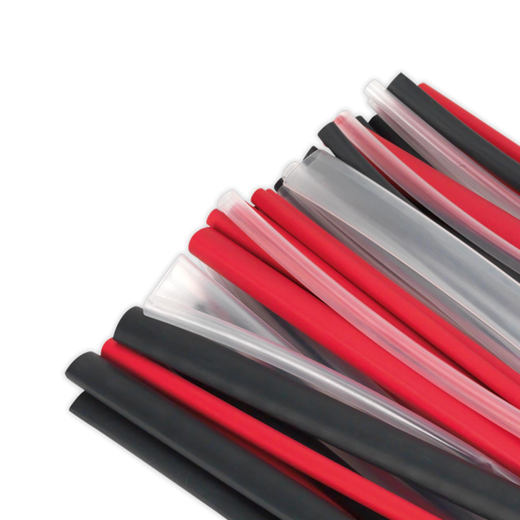 Sealey Heat Shrink Tubing Asstmt 72pc Mixed Colours Adh Lined 200mm