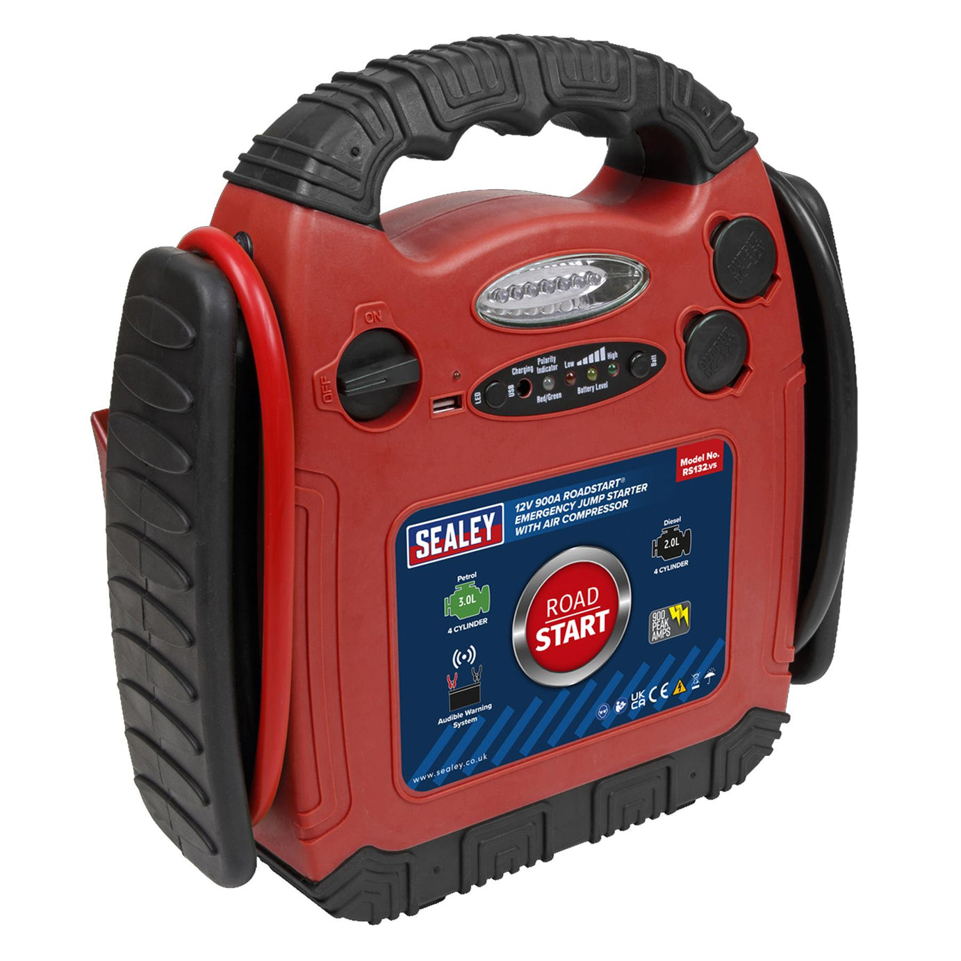 Sealey RoadStart Emergency Jump Starter with Compressor 12V 900A