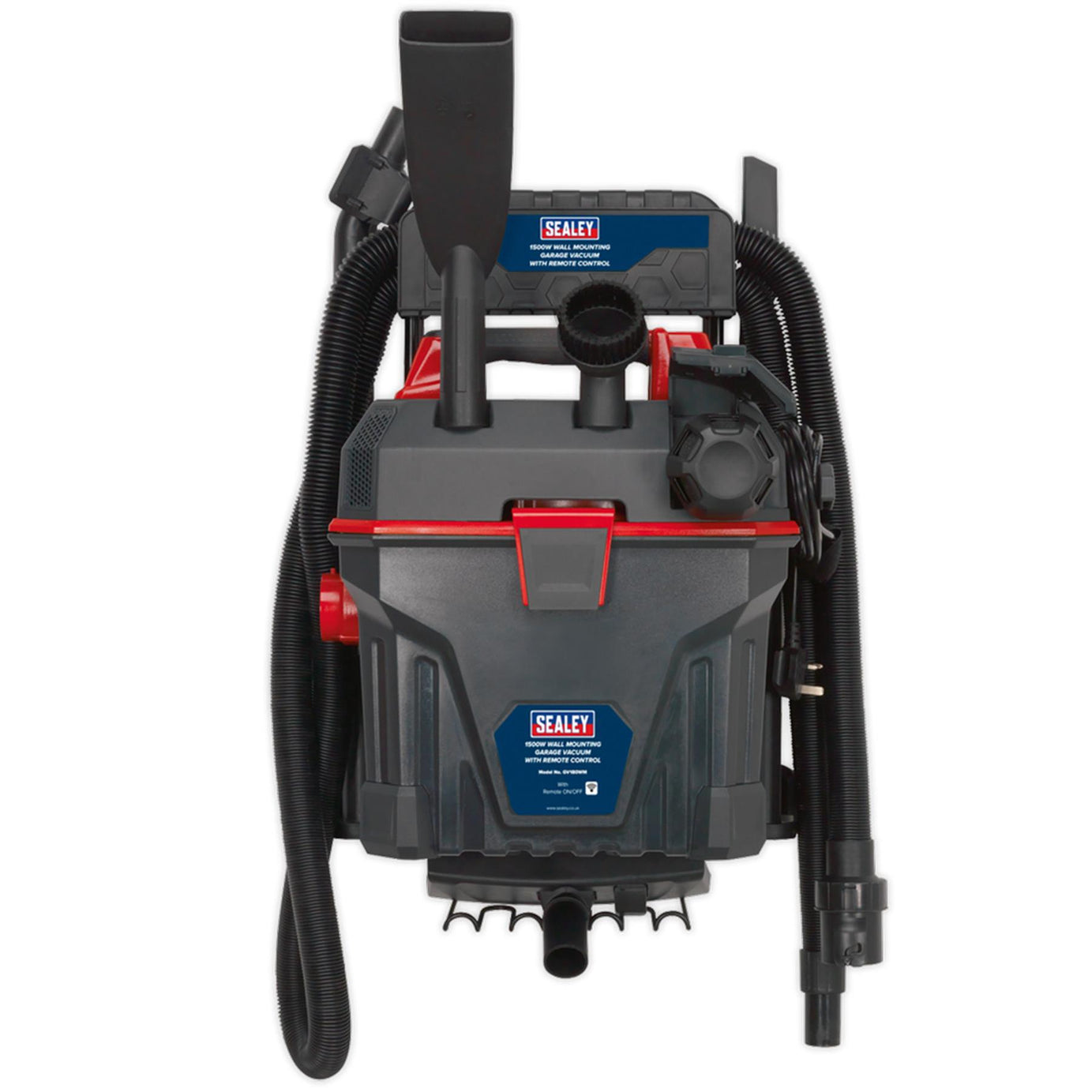 Sealey Garage Vacuum 1500W with Remote Control - Wall Mounting