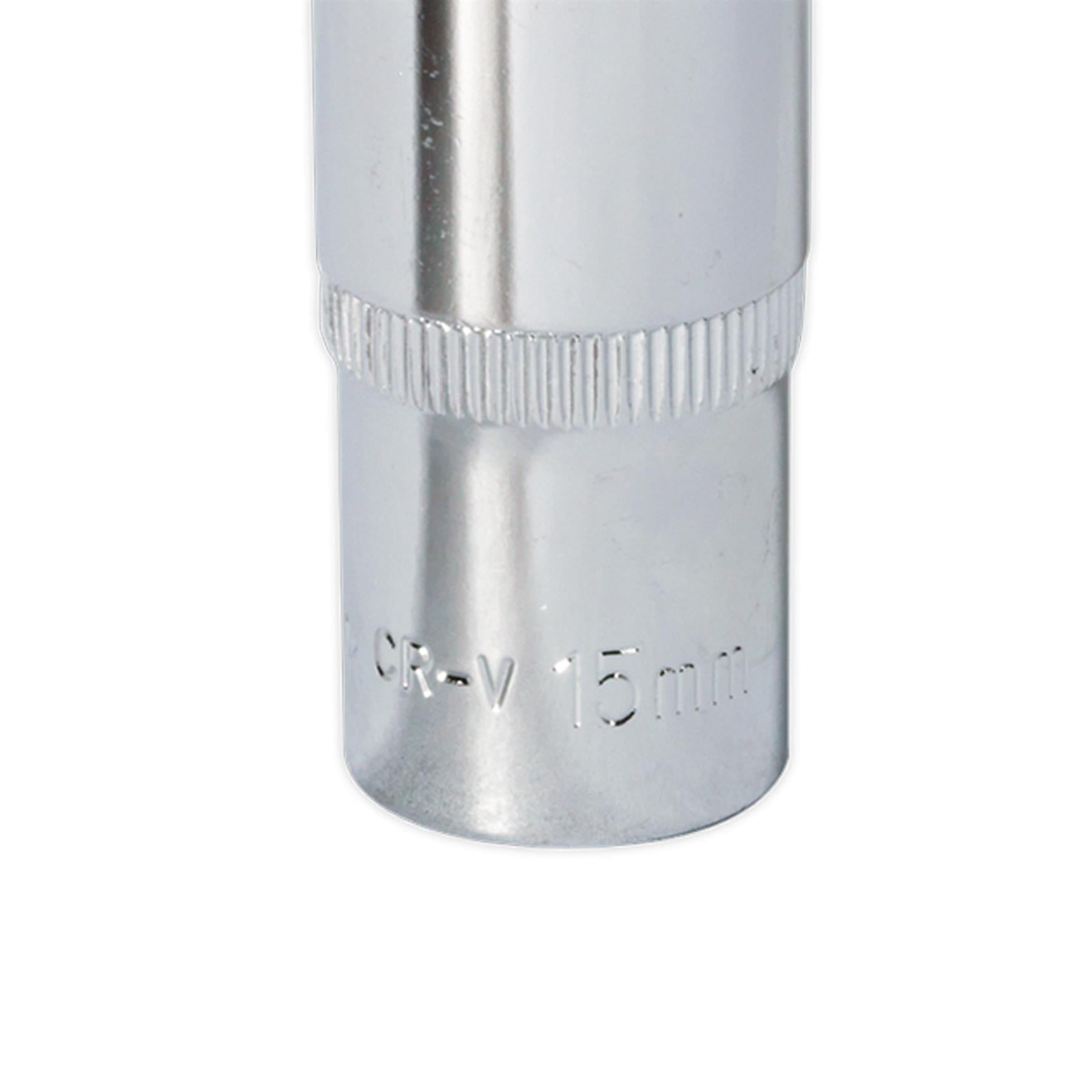 Sealey WallDrive Socket 15mm Deep 3/8"Sq Drive Fully Polished