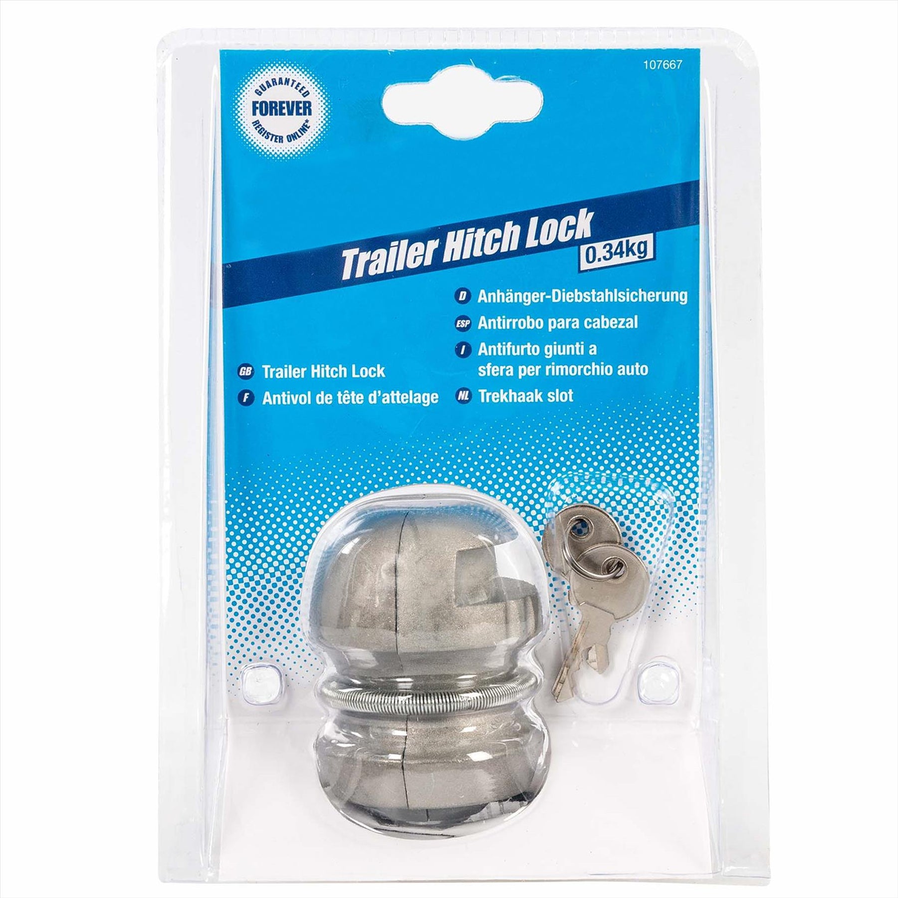 Trailer Hitch Lock - 50mm Dia Ball Coupling 2 X Nickel-Plated Brass Keys 6mm Hex