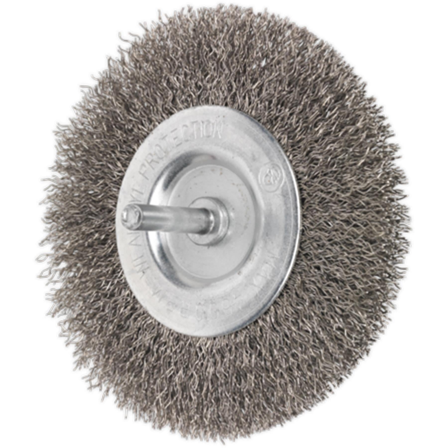 Sealey Flat Wire Brush Stainless Steel 100mm with 6mm Shaft