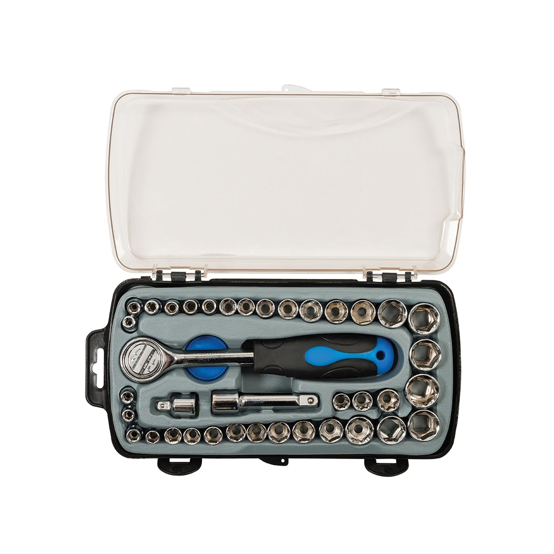 39 Pc Metric, Af (Imperial) And Female Torx Socket Set With Ratchet Handle New