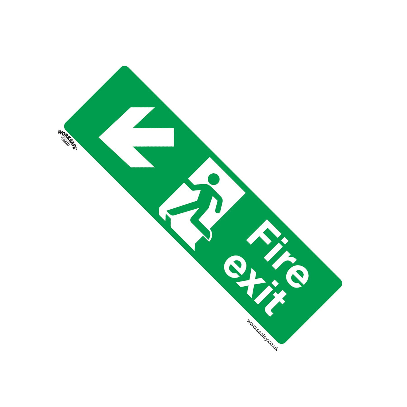Sealey Safety Sign - Fire Exit (Down Left) - Self-Adhes. - Pk of 10