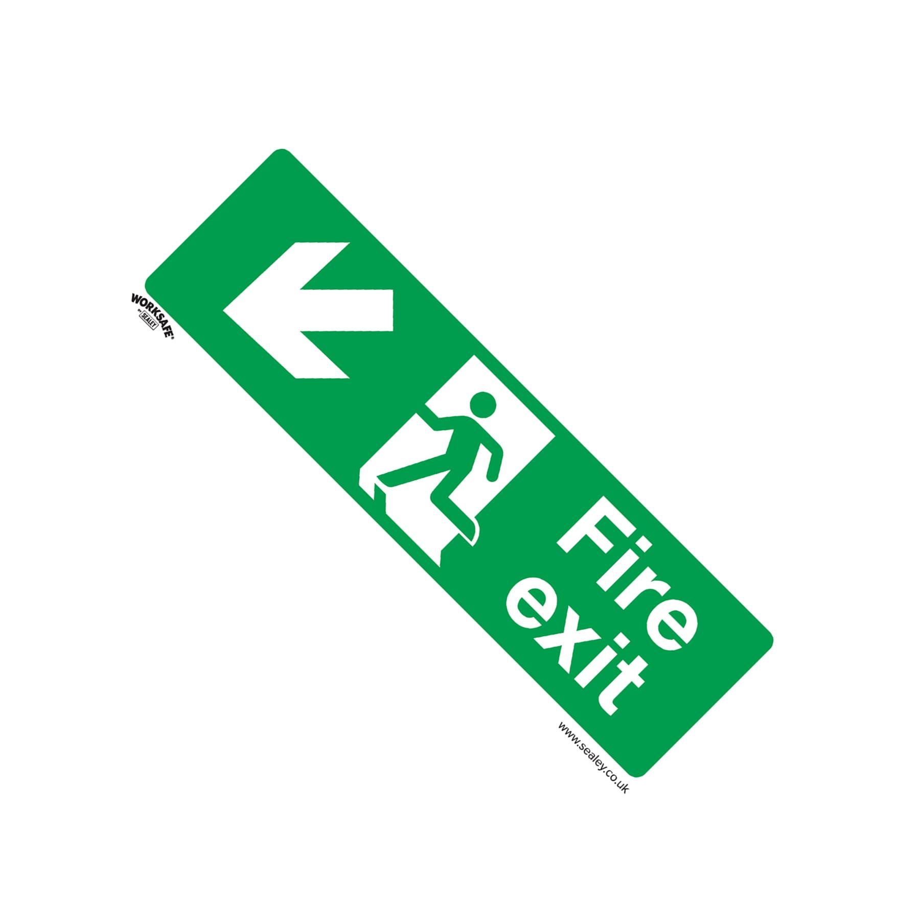 Sealey Safety Sign - Fire Exit (Down Left) - Self-Adhes. - Pk of 10