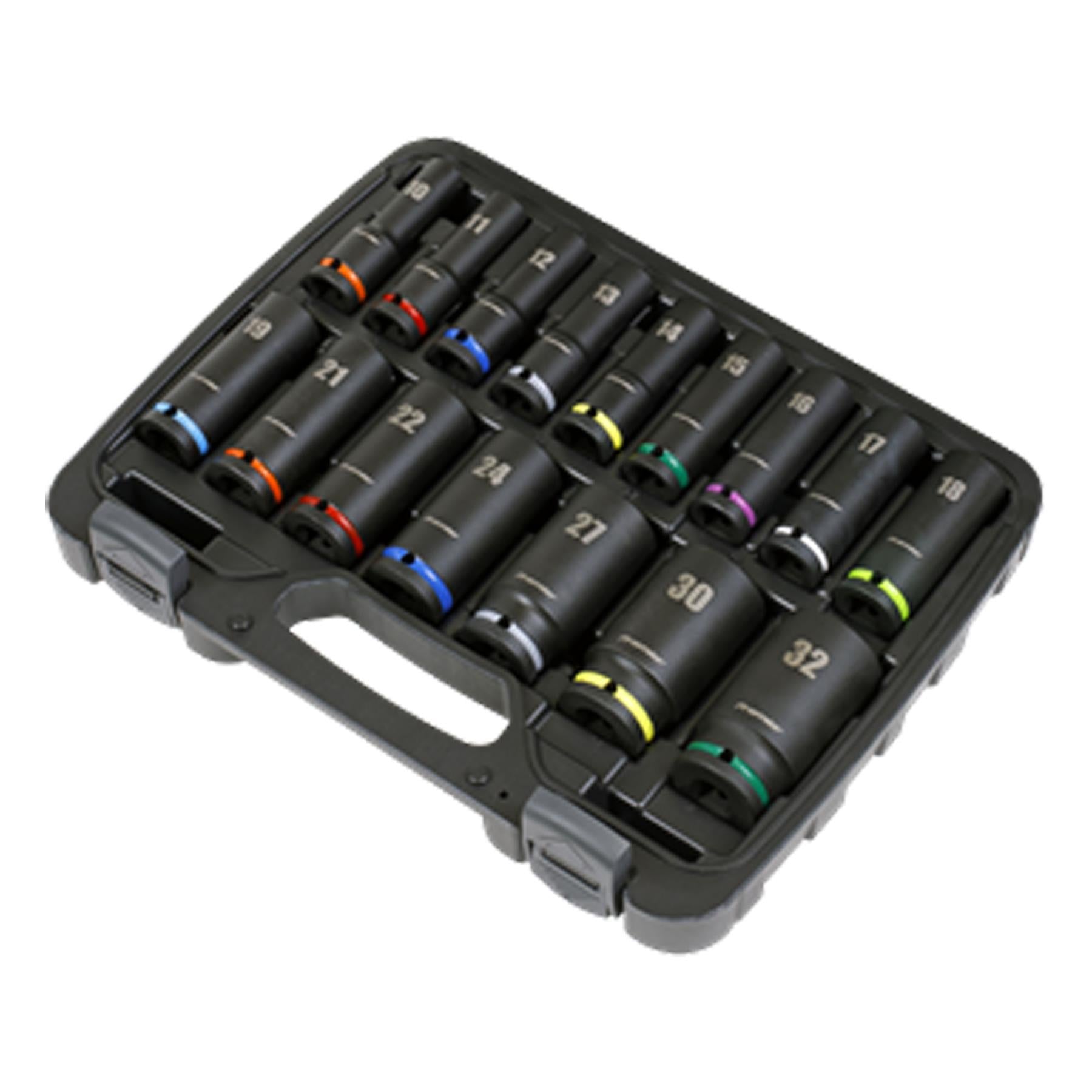 Sealey Impact Socket Set 16pc 1/2"Sq Drive Deep Metric