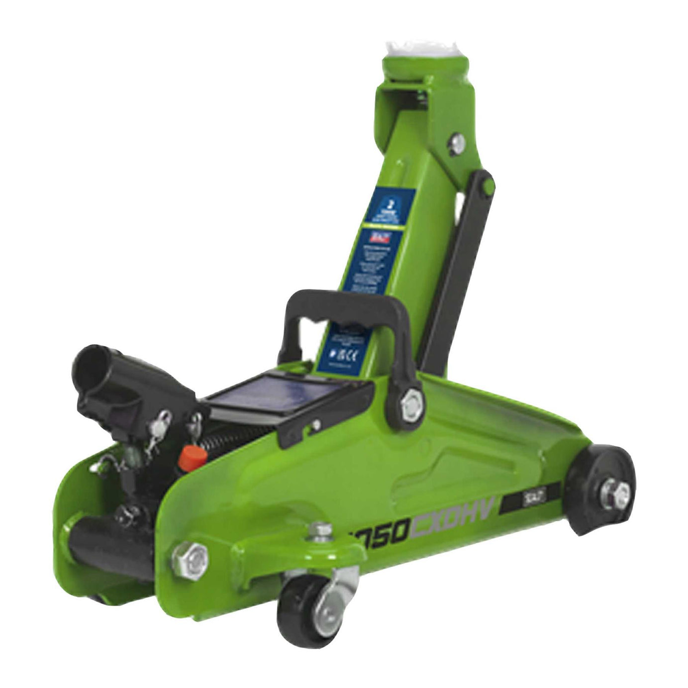 Sealey Trolley Jack 2tonne Hi-Vis Short Chassis with Storage Case