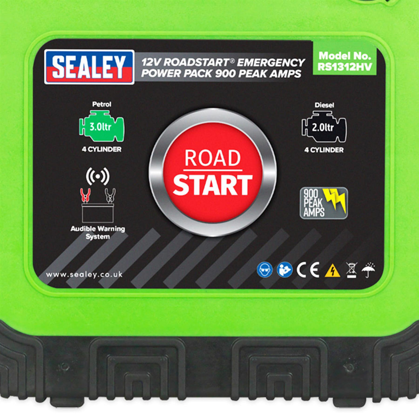 Sealey RoadStart Emergency Jump Starter 12V 900 Peak Amp Hi-Vis Green