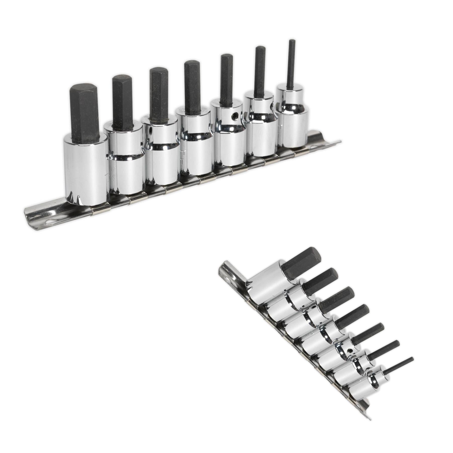 Sealey Hex Socket Bit Set 7pc 3/8"Sq Drive Metric