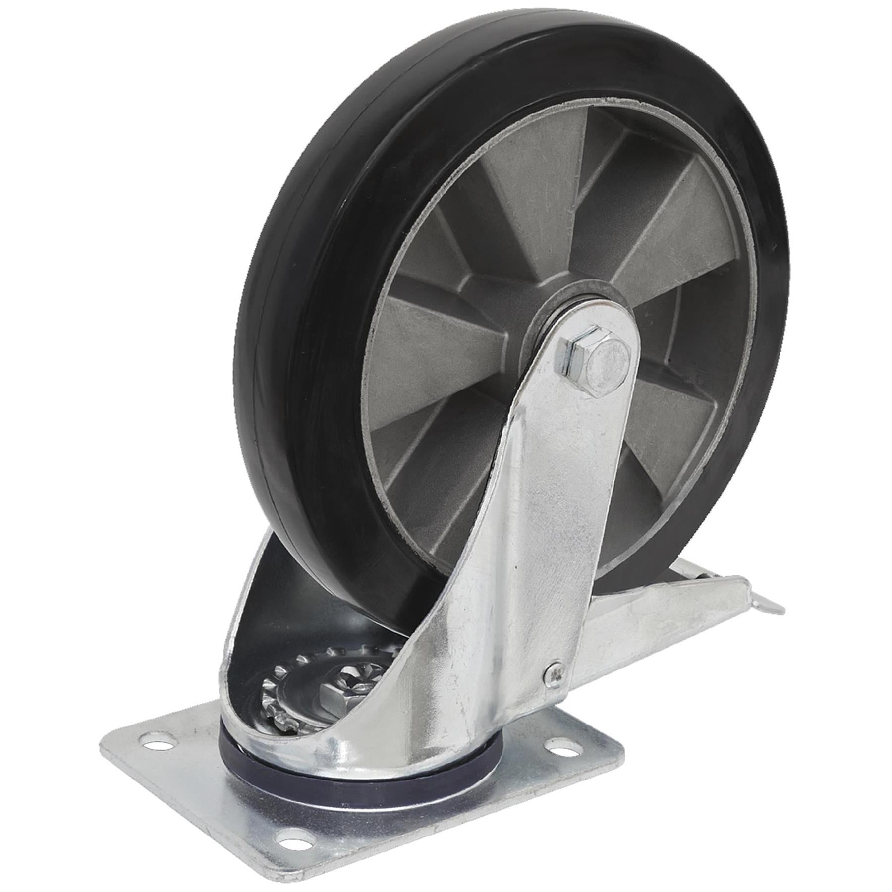 Sealey Heavy-Duty Rubber Castor Wheel Swivel Total Lock 152mm