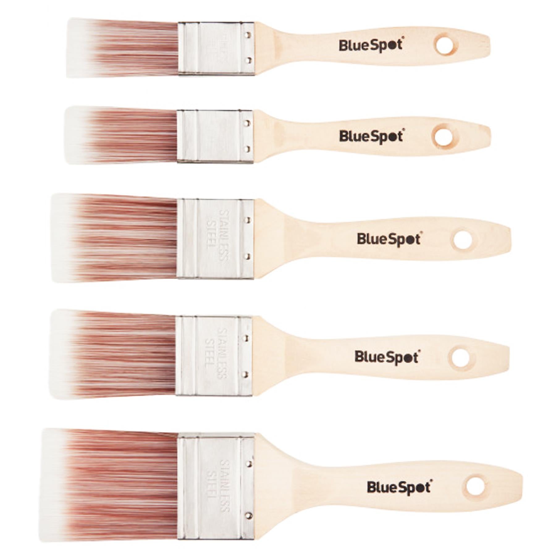 BlueSpot 5pce Pure Synthetic Bristle Paint Brush Set 2x1". 2x1 ½". 1x2"