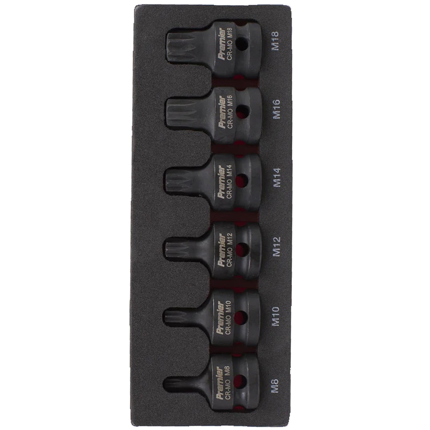 Sealey Impact Spline Socket Bit Set 6pc 1/2"Sq Drive