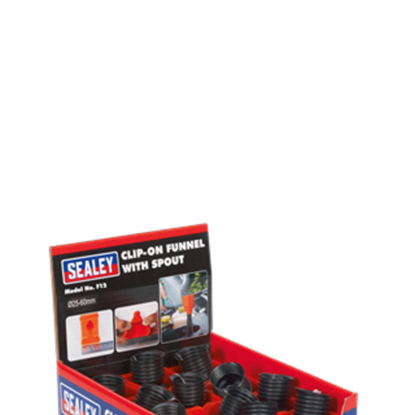Sealey Clip-On Funnel with Spout - Display Box of 12