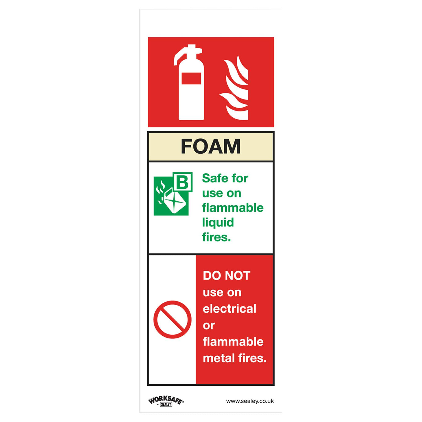 Safe Conditions Safety Sign - Foam Fire Extinguisher - Self-Adhesive Vinyl