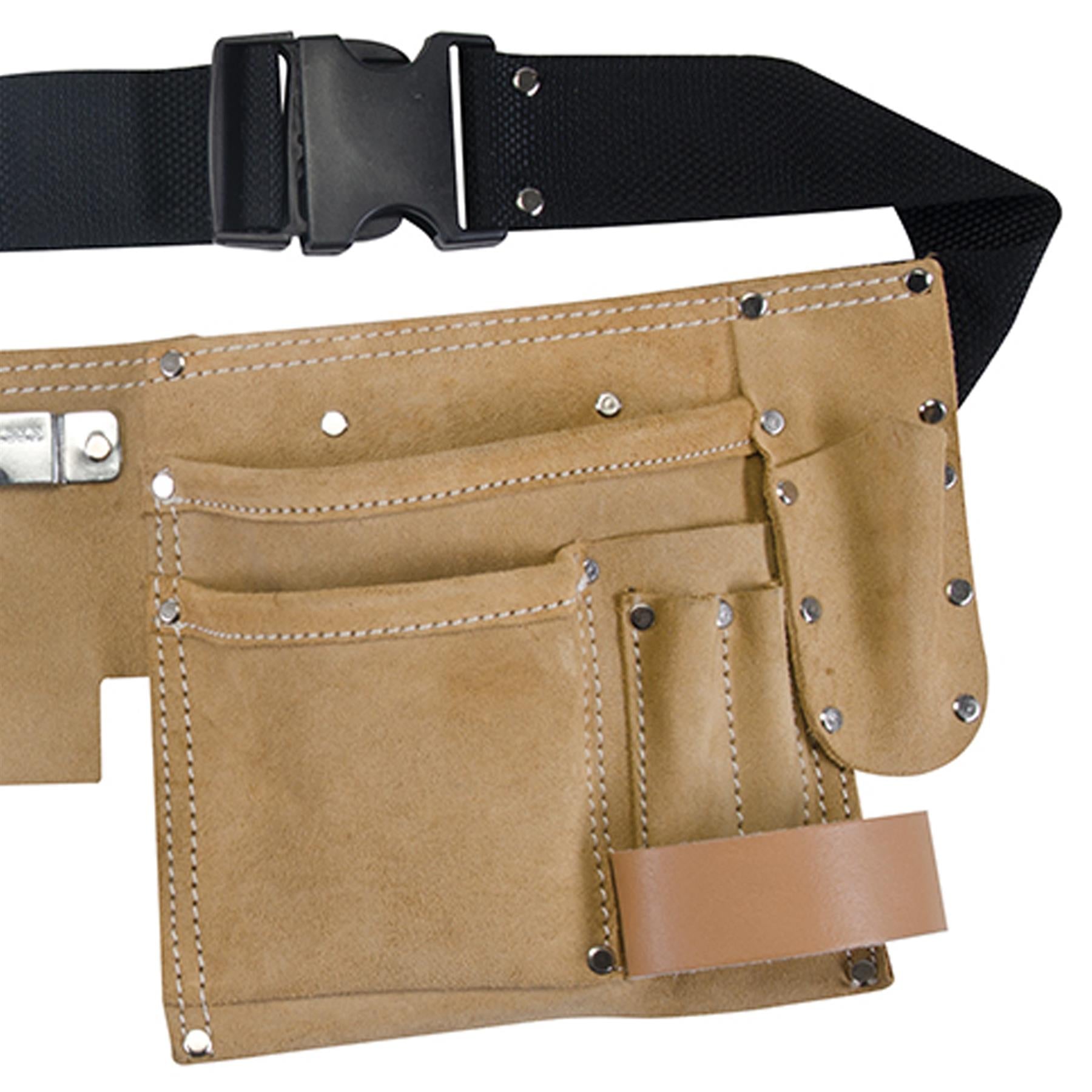 11 Pocket Double Tool Belt Leather Nails Pouch DIY Carpenter Roofing Holster