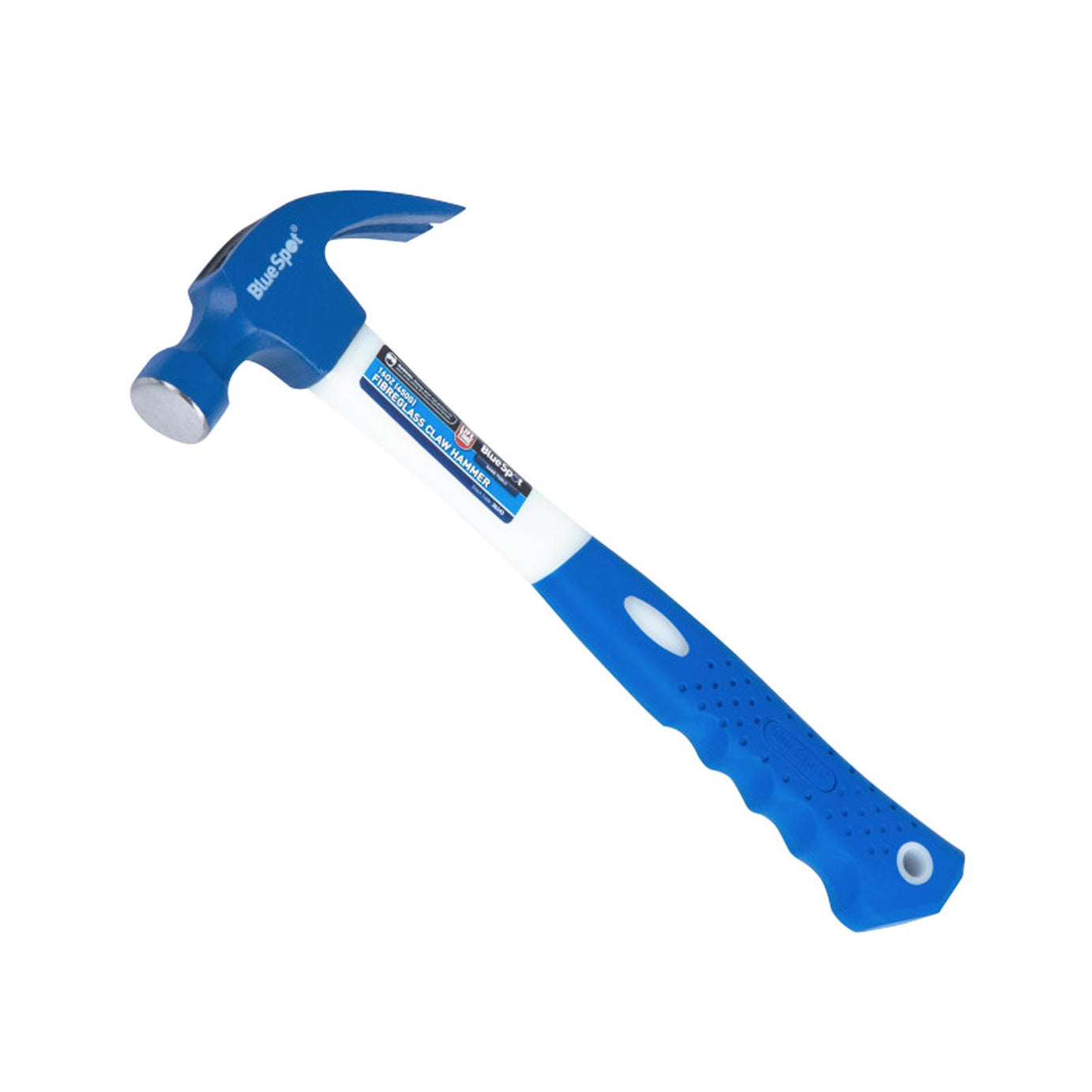 BlueSpot 20oz Claw Hammer Fibreglass Handle Shaft Rubber Grip Wall Nail Remover