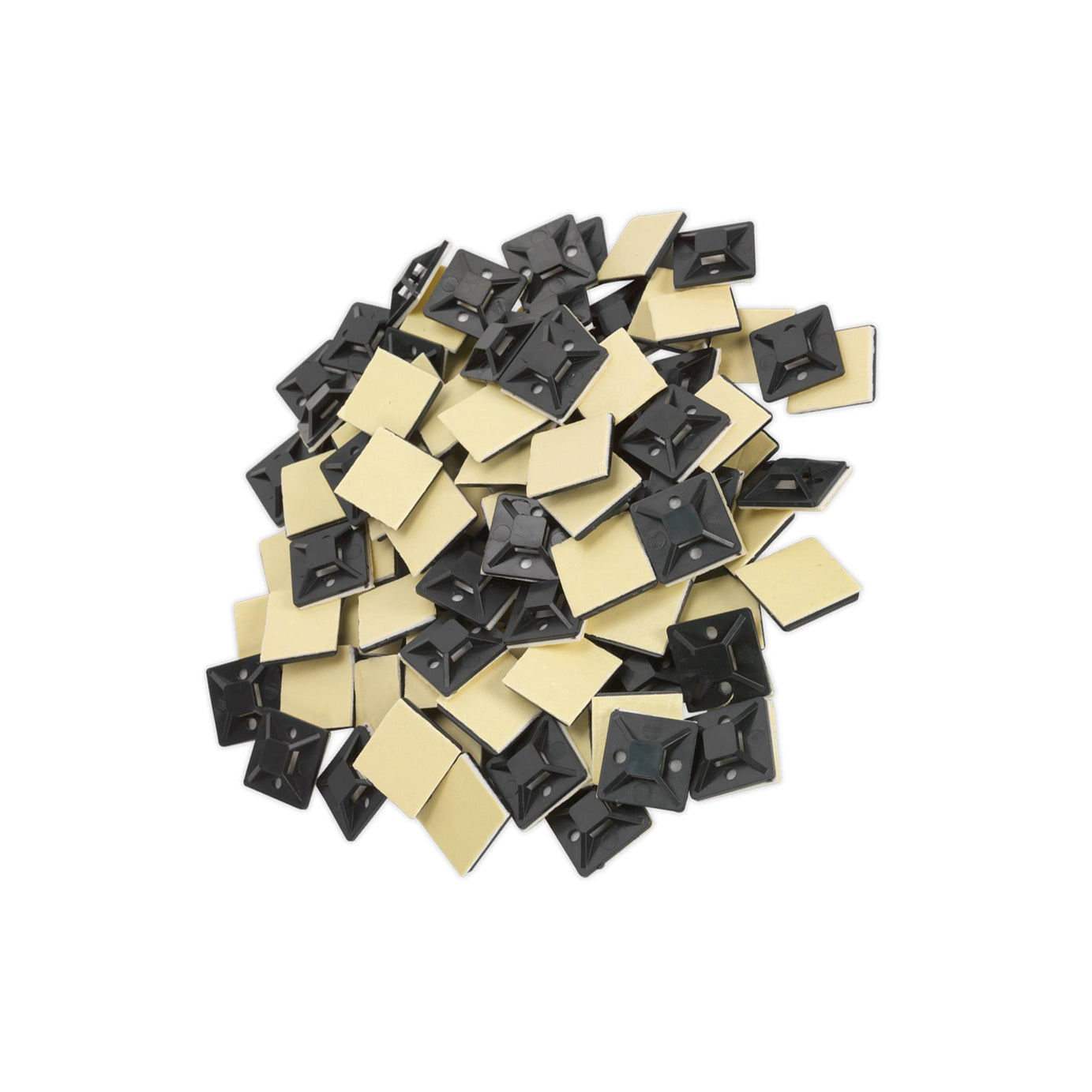 Sealey Self-Adhesive Cable Tie Mount 25 x 25mm Black Pack of 100