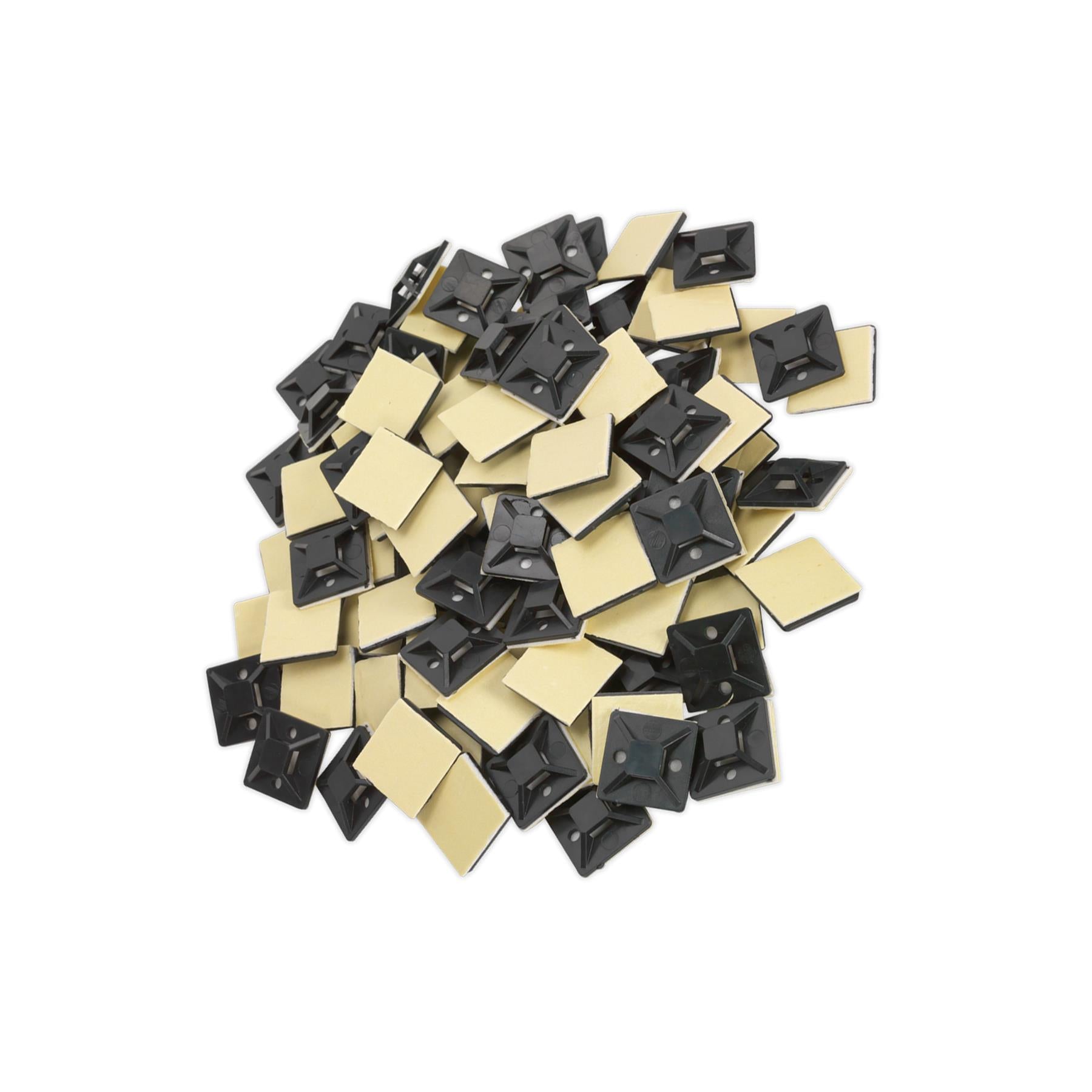 Sealey Self-Adhesive Cable Tie Mount 25 x 25mm Black Pack of 100