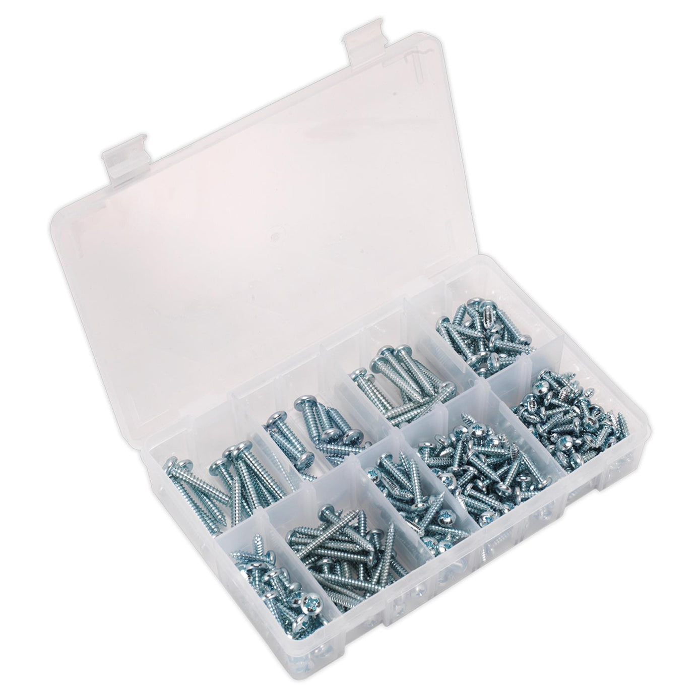 Sealey 305pcs Assorted Pan Head Pozi Zinc Self Tapping Screw Kit Din 798cz