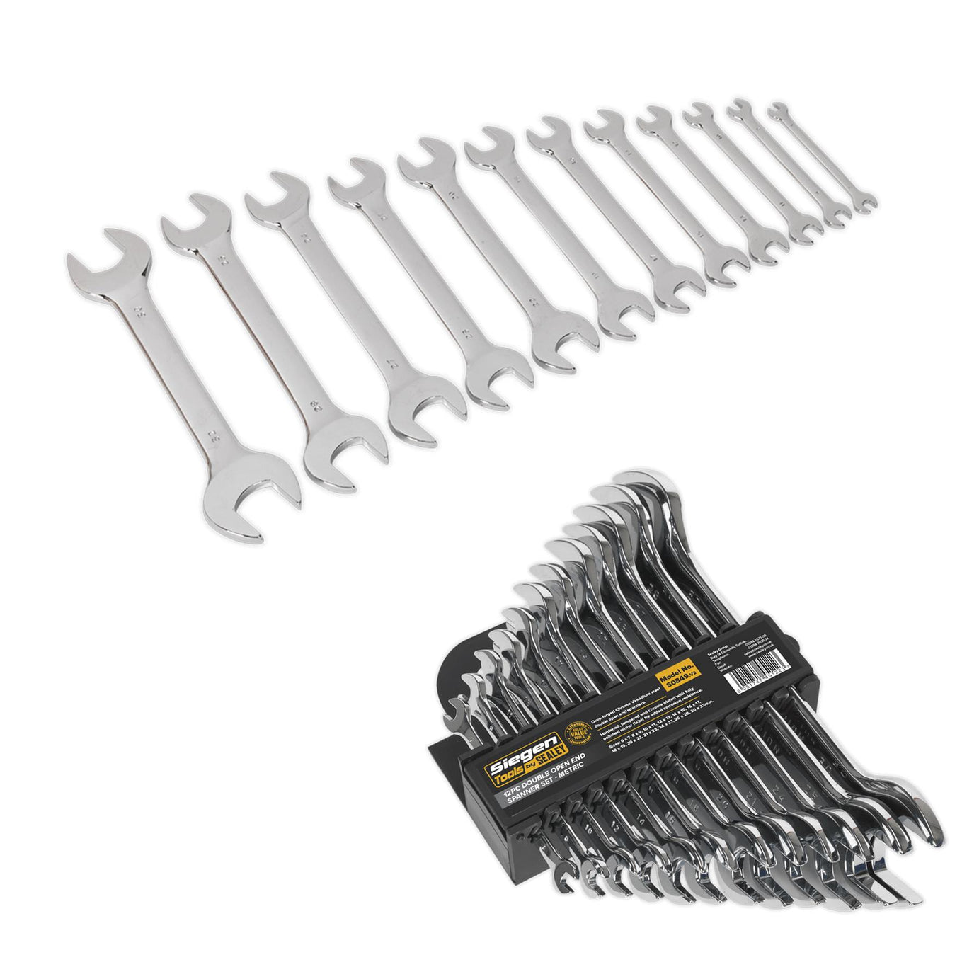 Sealey Double Open-End Spanner Set 12pc Metric