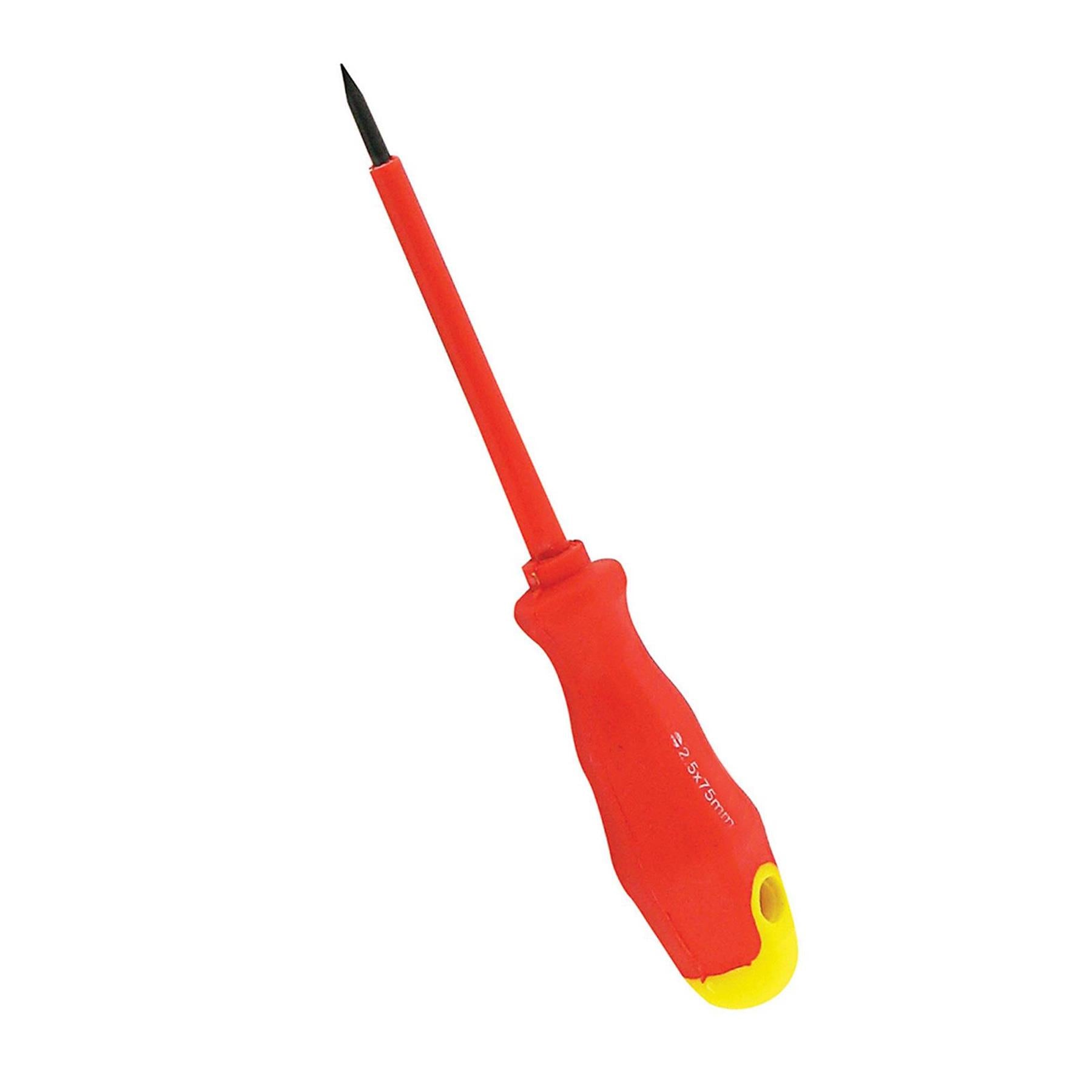 Insulated Soft-Grip Screwdriver Slotted 2.5 X 75mm With Hardened Slotted Tip
