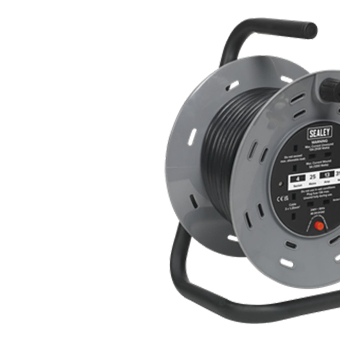 Cable Reel 25m 4 x 230V 1.25mm² Thermal Trip with RCD Plug