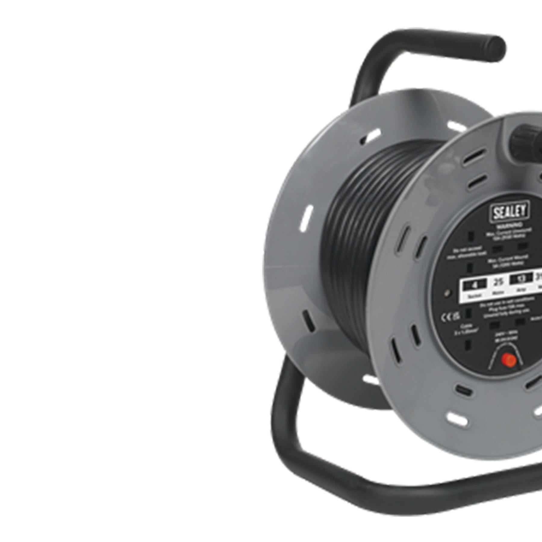 Cable Reel 25m 4 x 230V 1.25mm² Thermal Trip with RCD Plug