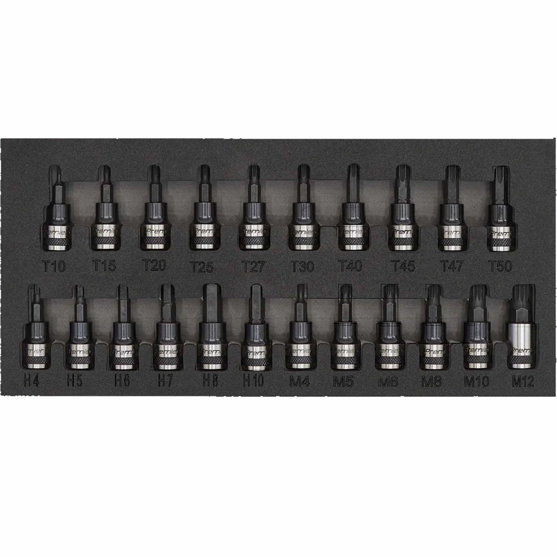 Sealey TRX-Star/Hex/Spline Socket Bit Set 22pc 3/8"Sq Dr Blk Series