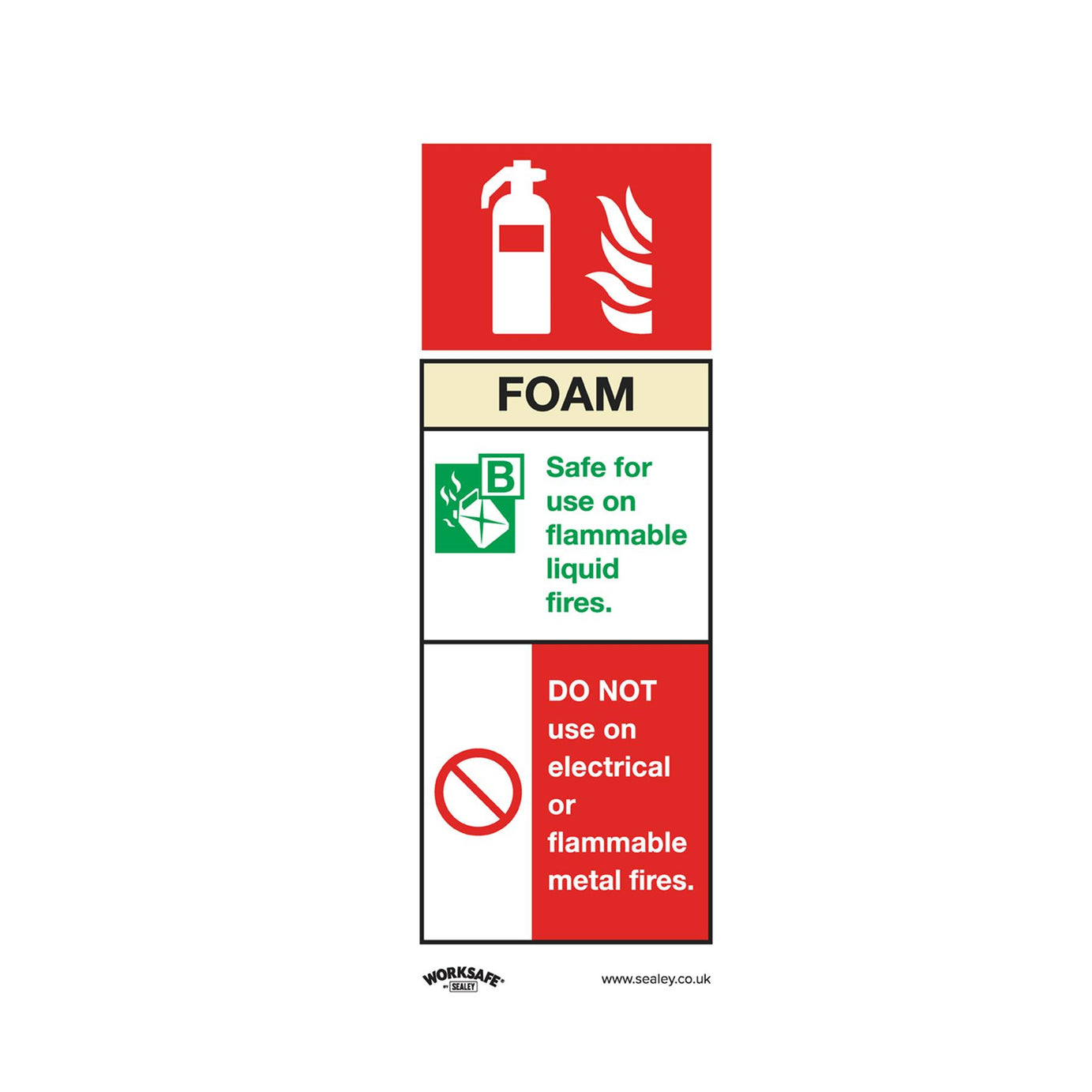 Sealey Safety Sign - Foam Fire Extinguisher - Rig Plast - Pk of 10