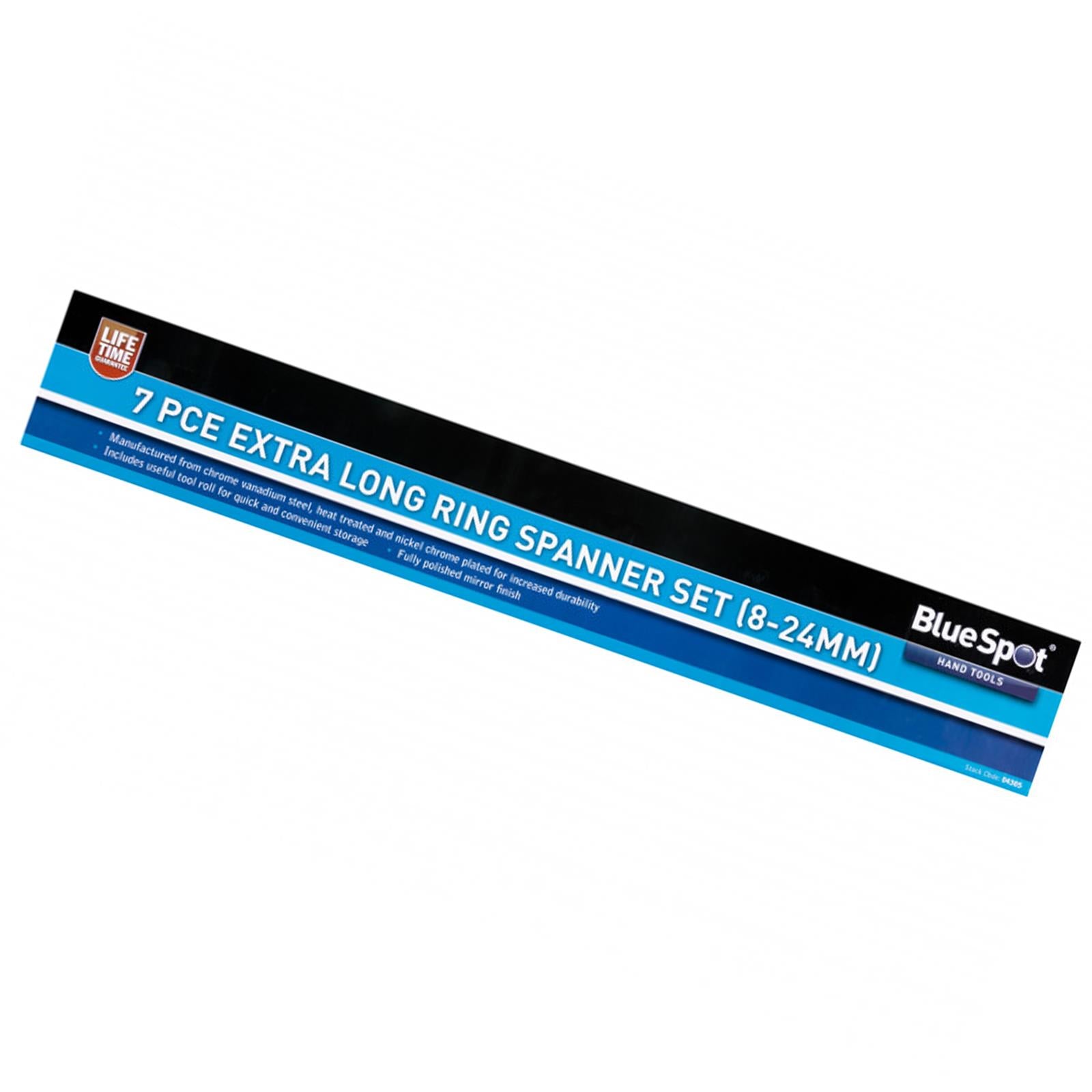 BlueSpot 7 Pieces Aviation Double Ended Ring Extra Long Spanner Set 8-24mm