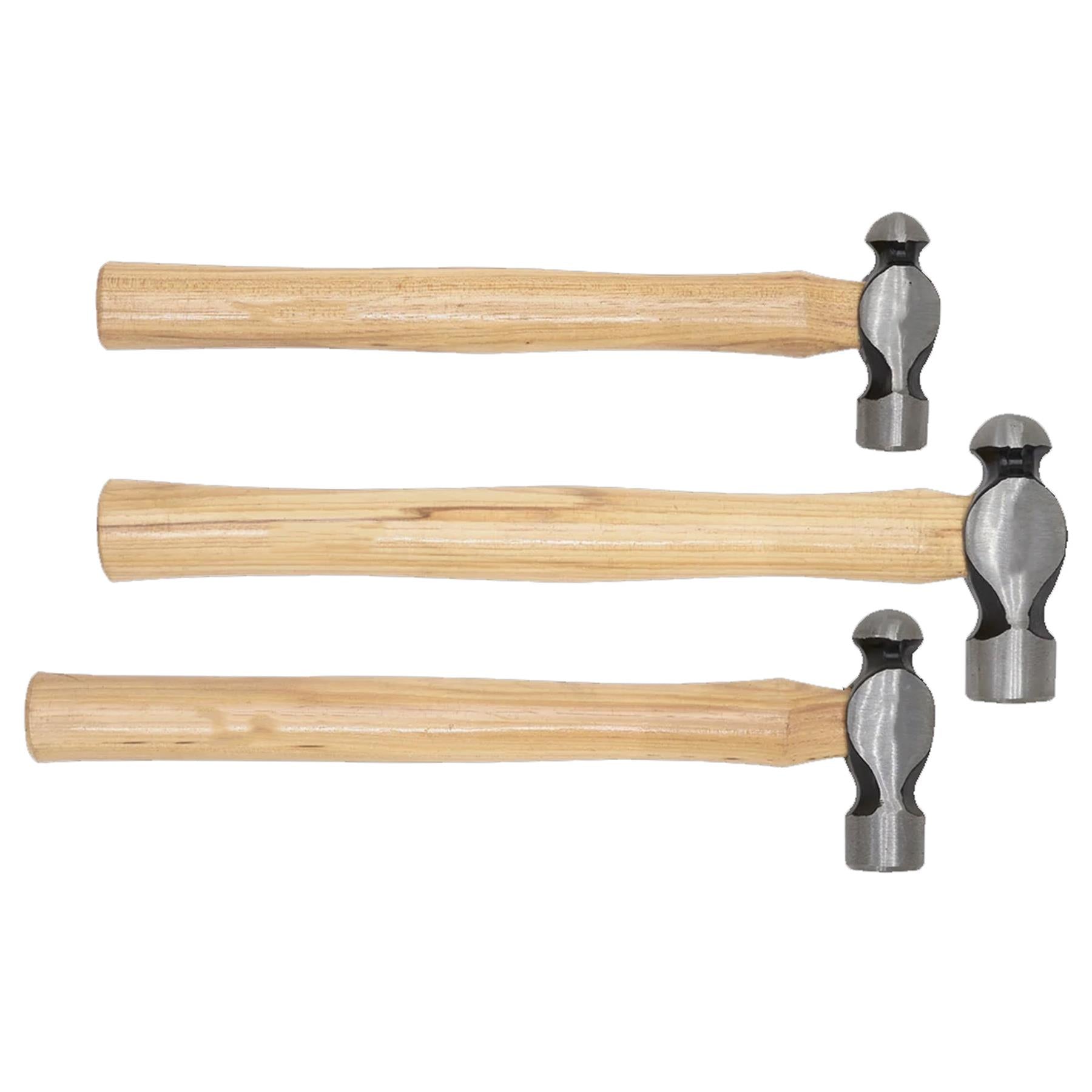 Sealey Ball Pein Hammer Set 3pc Hickory Shafts