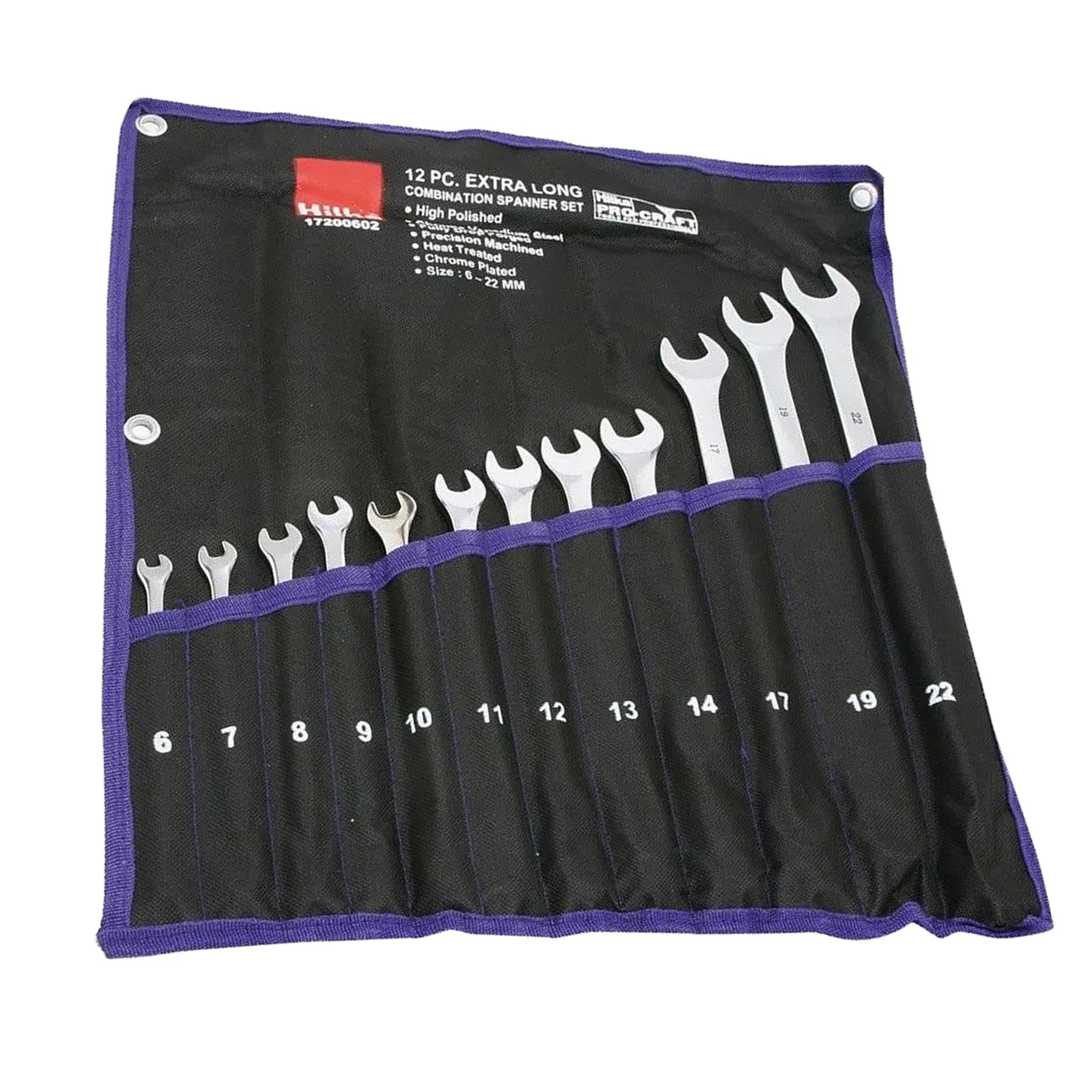 Hilka Pro-Craft Extra Long Spanner Set 12 Metric Combination Spanners 6-22mm