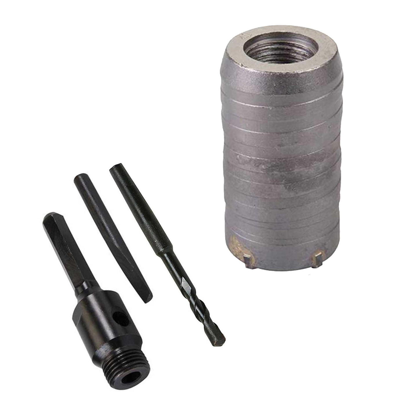TCT Core Drill Bit 40mm Hole Saw Masonry Stone Brick Hex 100mm Extensions Pilot