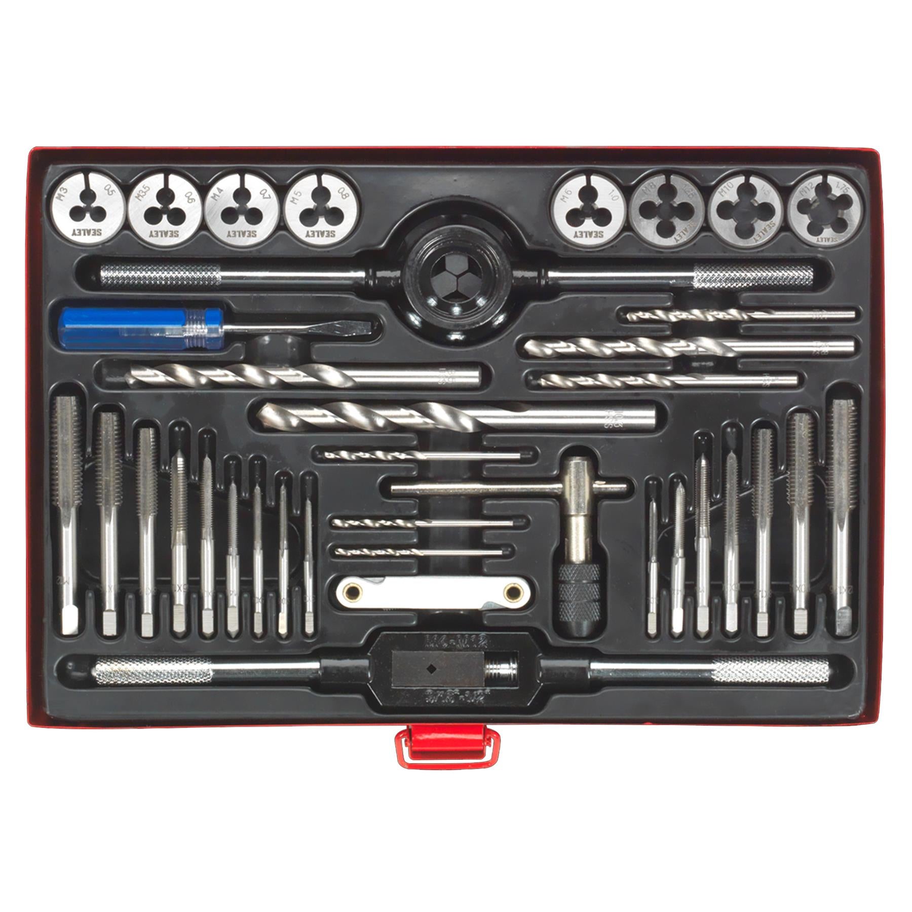 Sealey 37pc Tap and Die Set Split Dies Metric Thread Cutting Tool M3 - M12 Steel