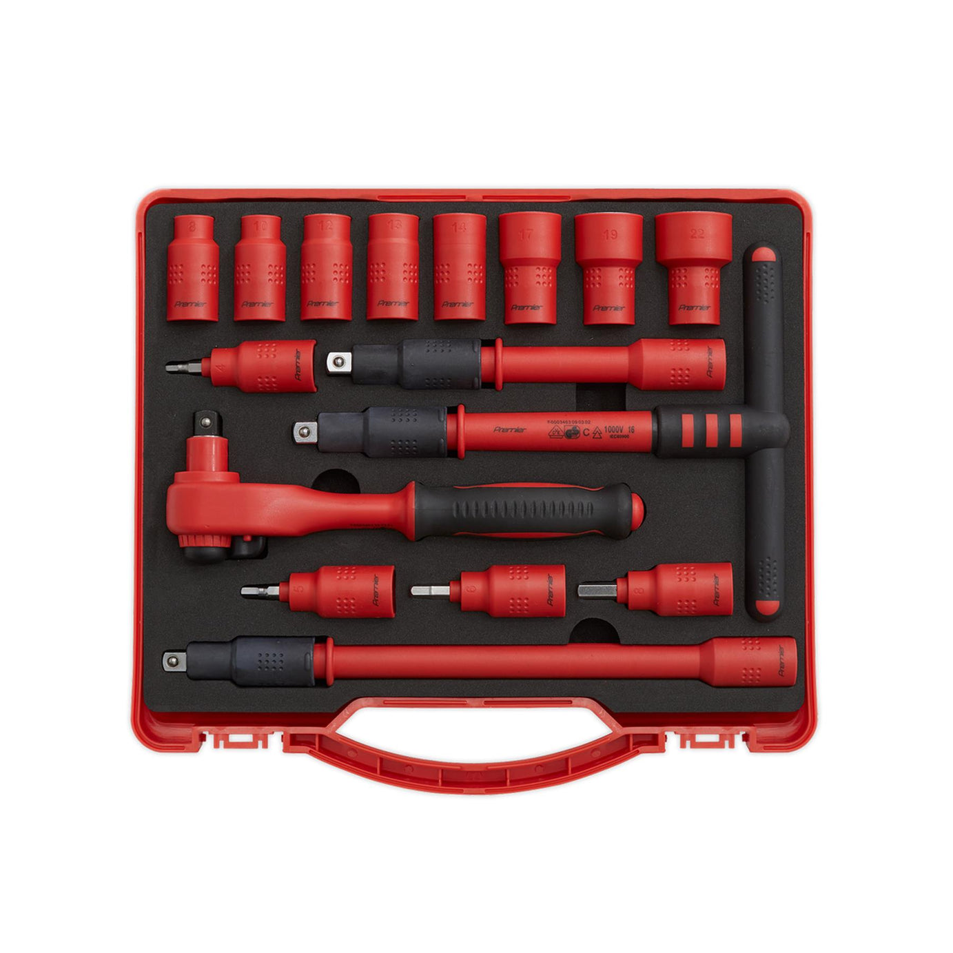Sealey Insulated Socket Set 16pc 3/8"Sq Dr 6pt WallDrive VDE App.