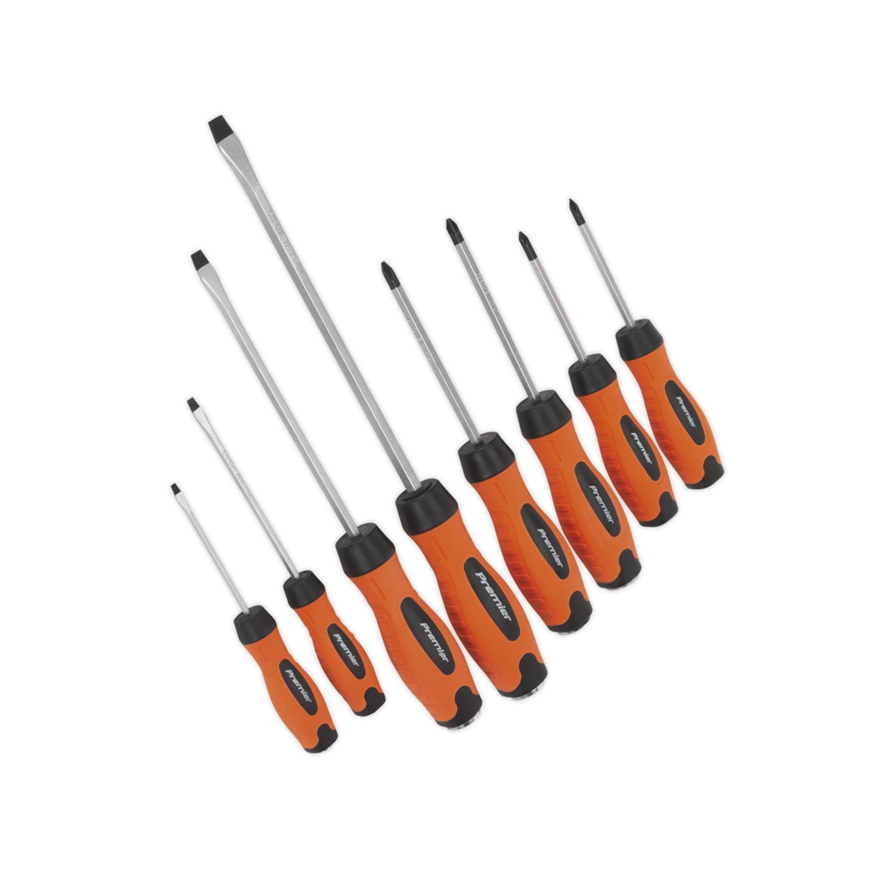 Sealey Screwdriver Set 8pc Hammer-Thru Hi-Vis Orange