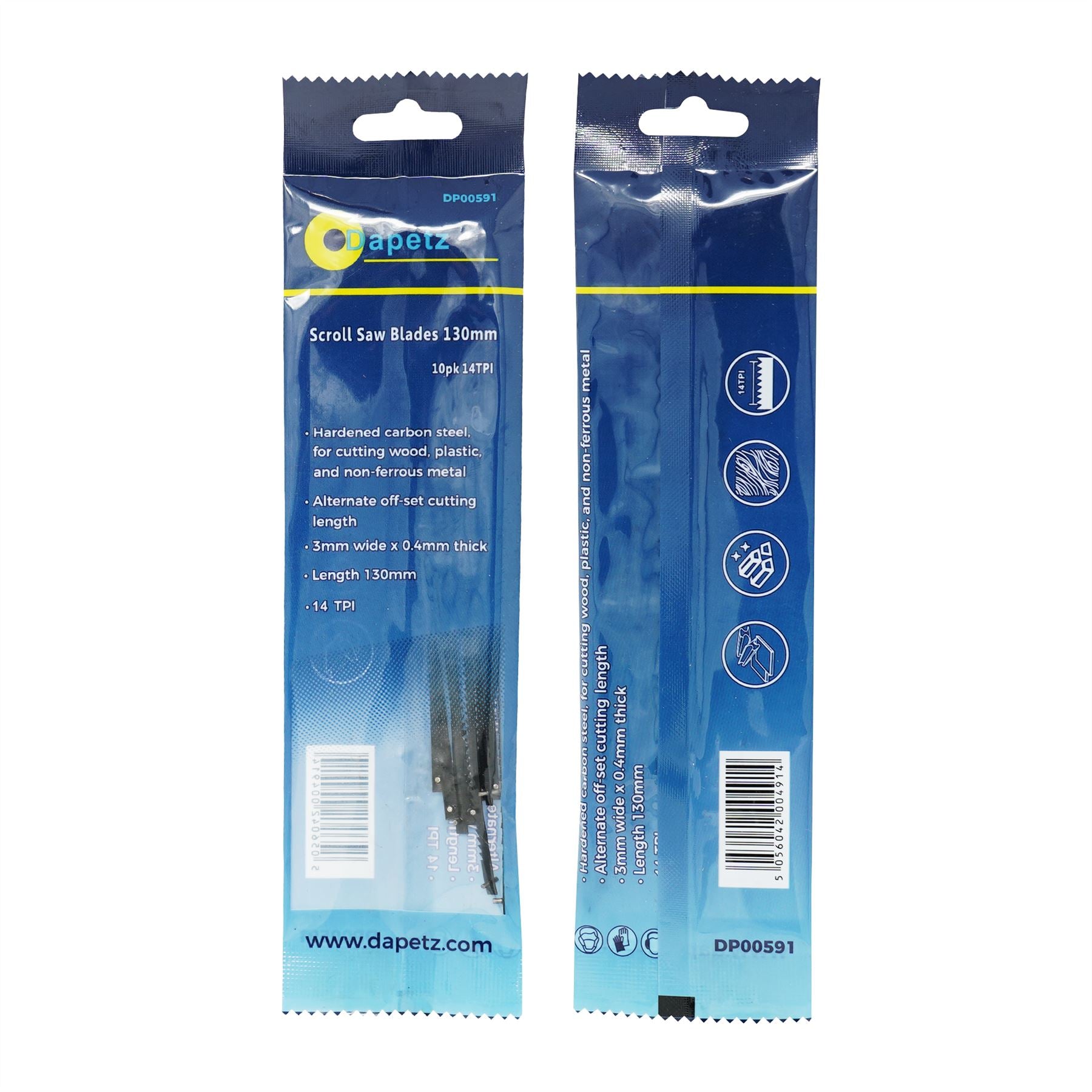 10 Scroll Saw Blades 14 Tpi 130mm Long Pin End Cutting Plastic Wood Metal