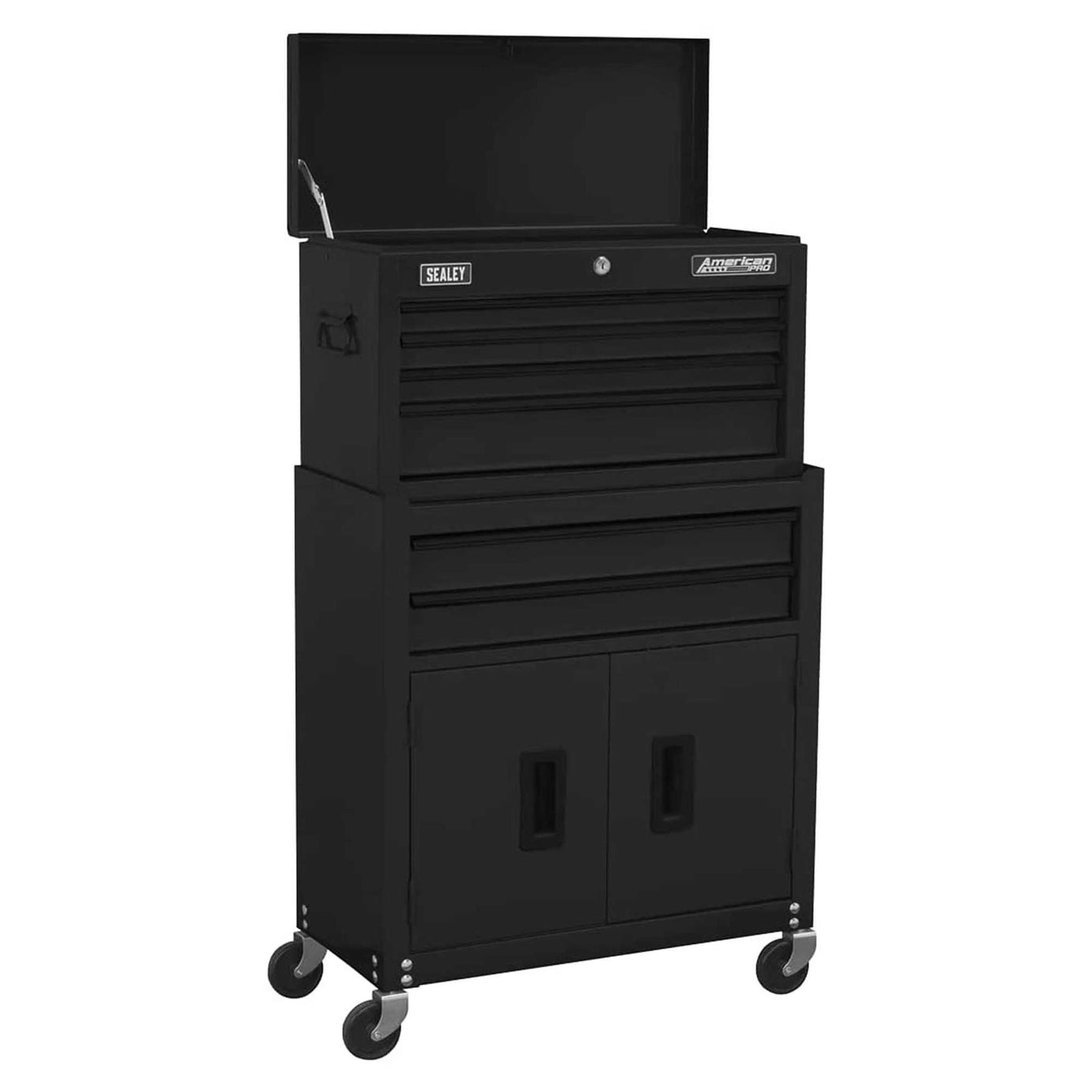 Sealey Topchest & Rollcab Combination 6 Drawer with Ball-Bearing Slides - Black