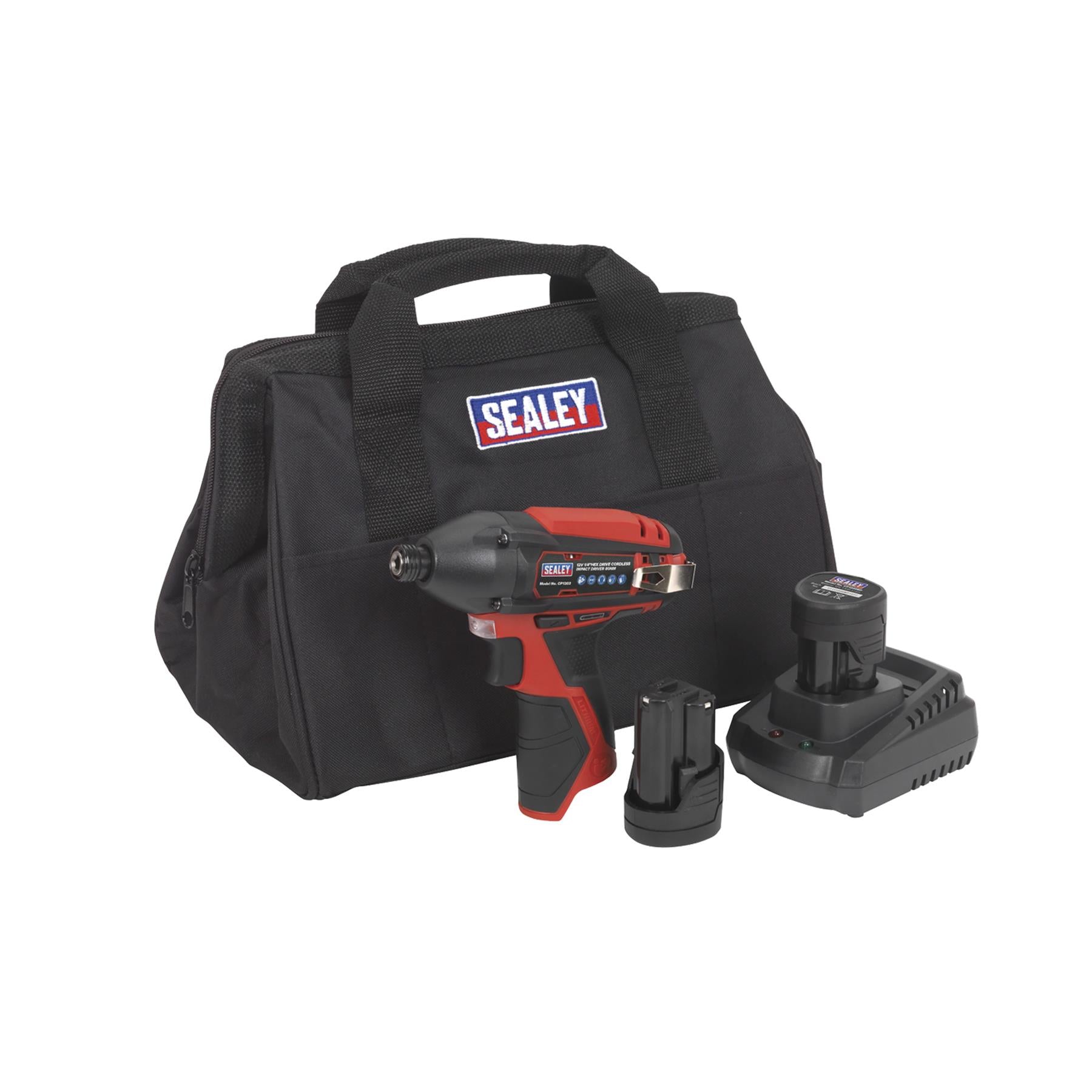 Sealey Impact Driver Kit 1/4" Hex Drive 12V Li-ion - 2 Batteries
