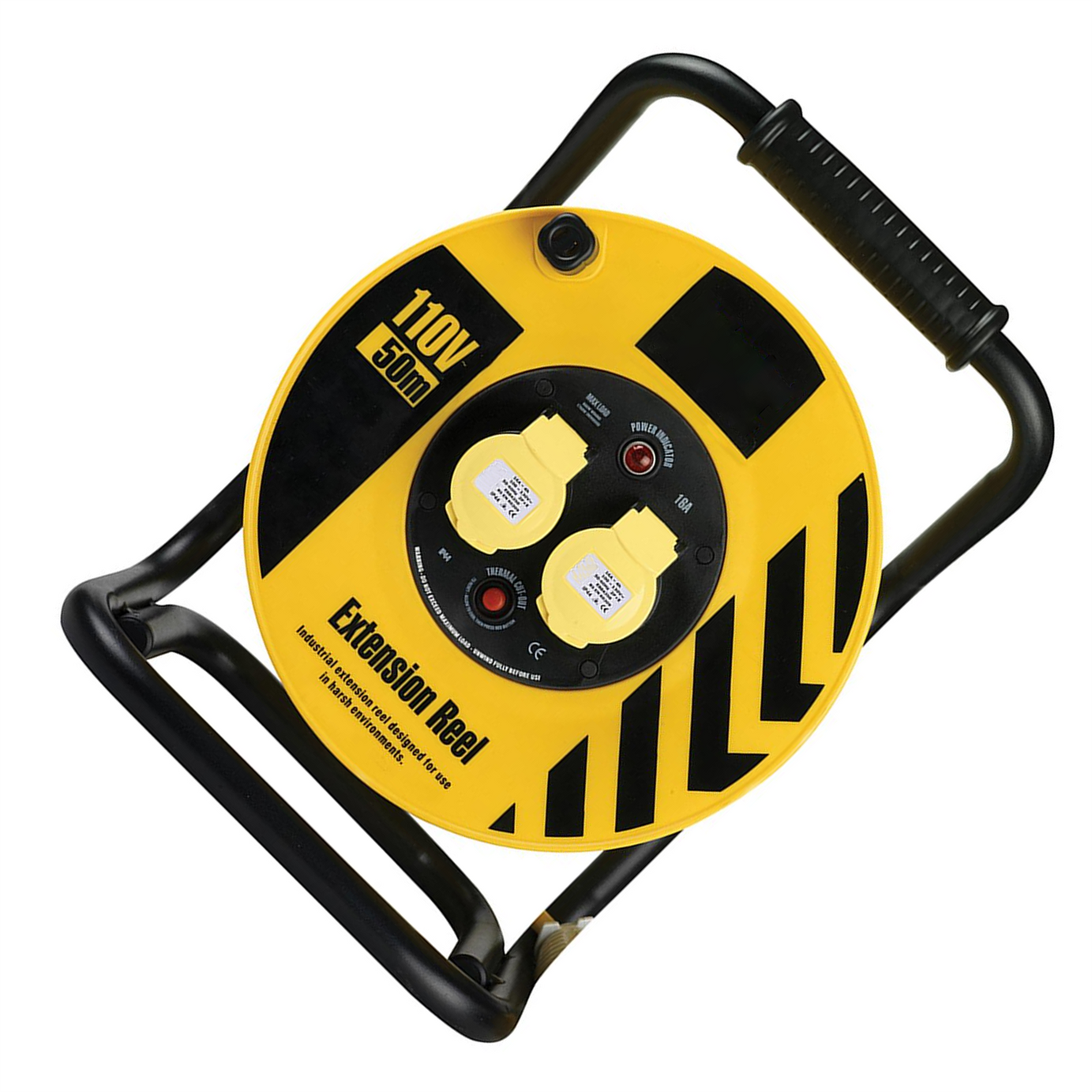 Defender Heavy Duty Cable Reel 1.5mm2 2-Way 16A 50m 110V