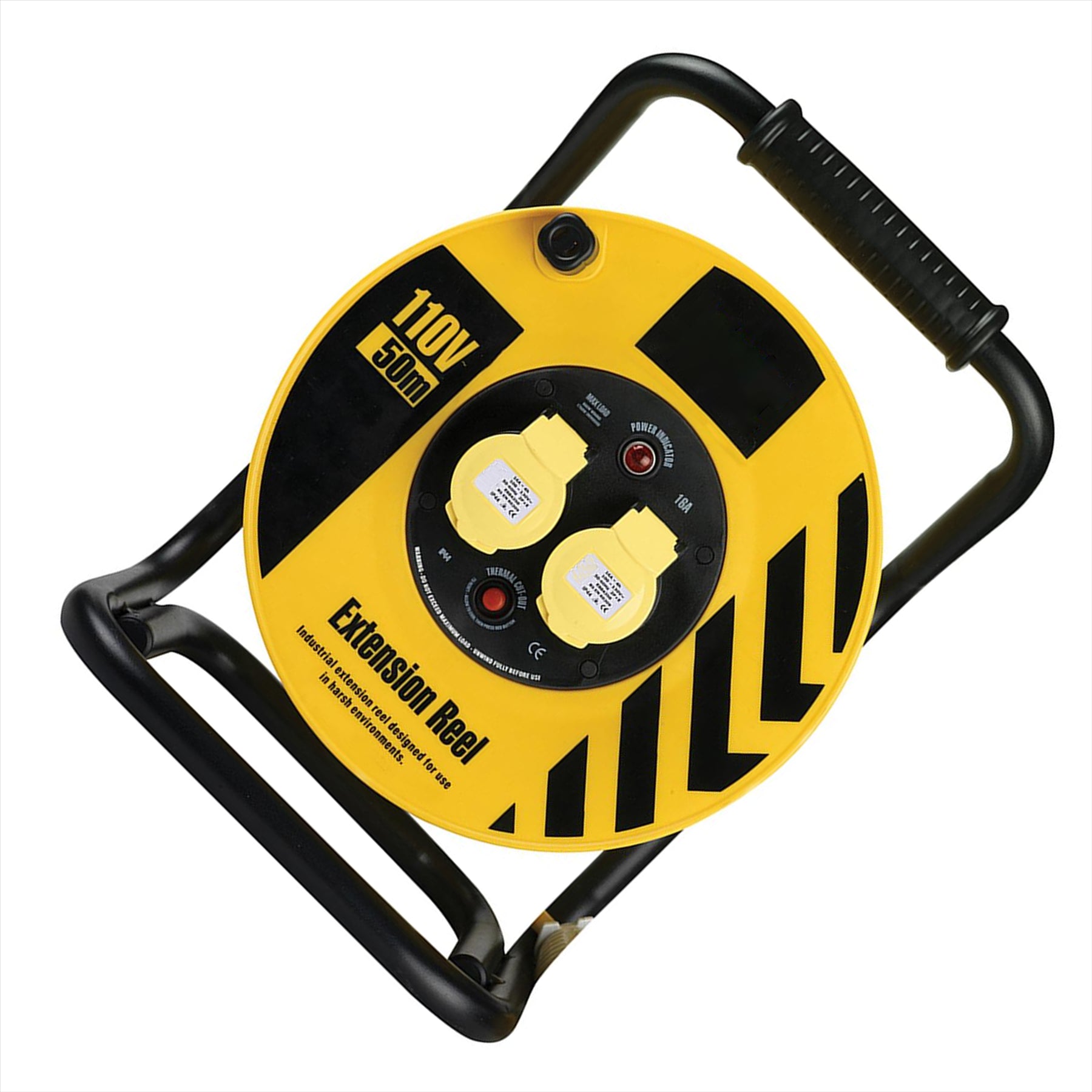 Defender Heavy Duty Cable Reel 1.5mm2 2-Way 16A 50m 110V