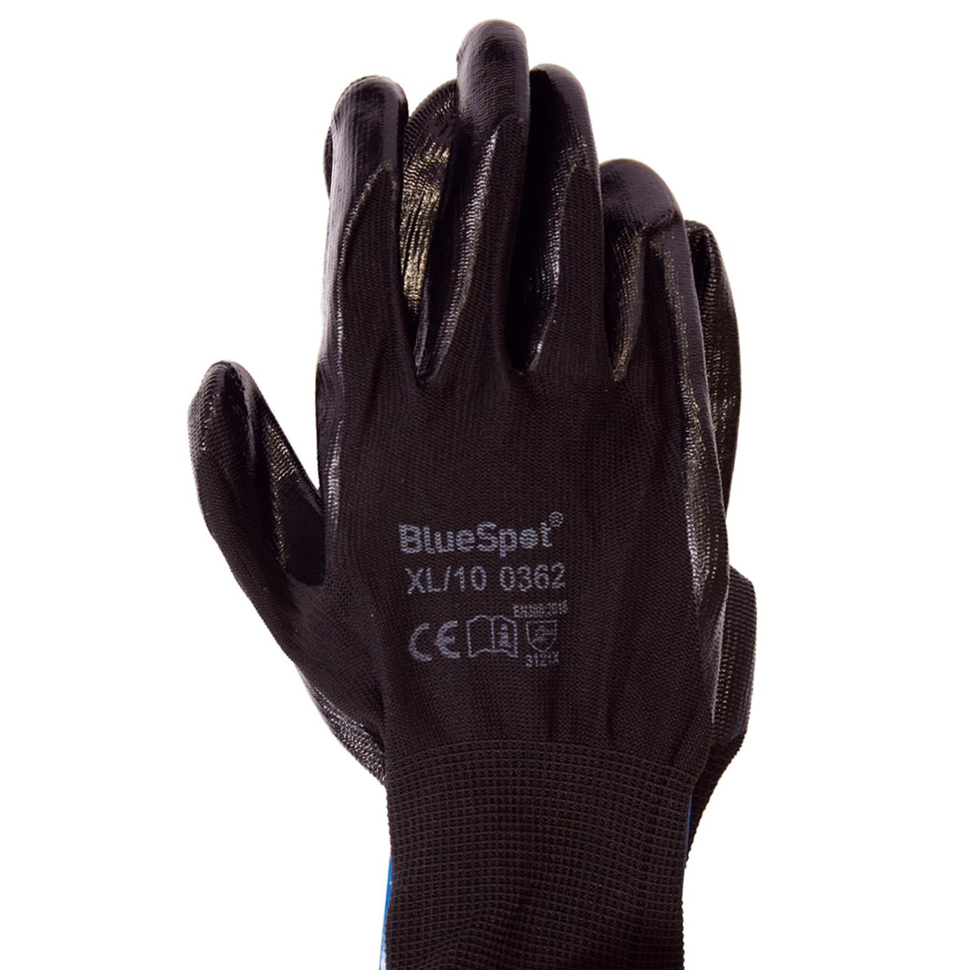 BlueSpot 1 pair Nitrile / Latex Coated Work Gloves Mens Builders Gardening Grip