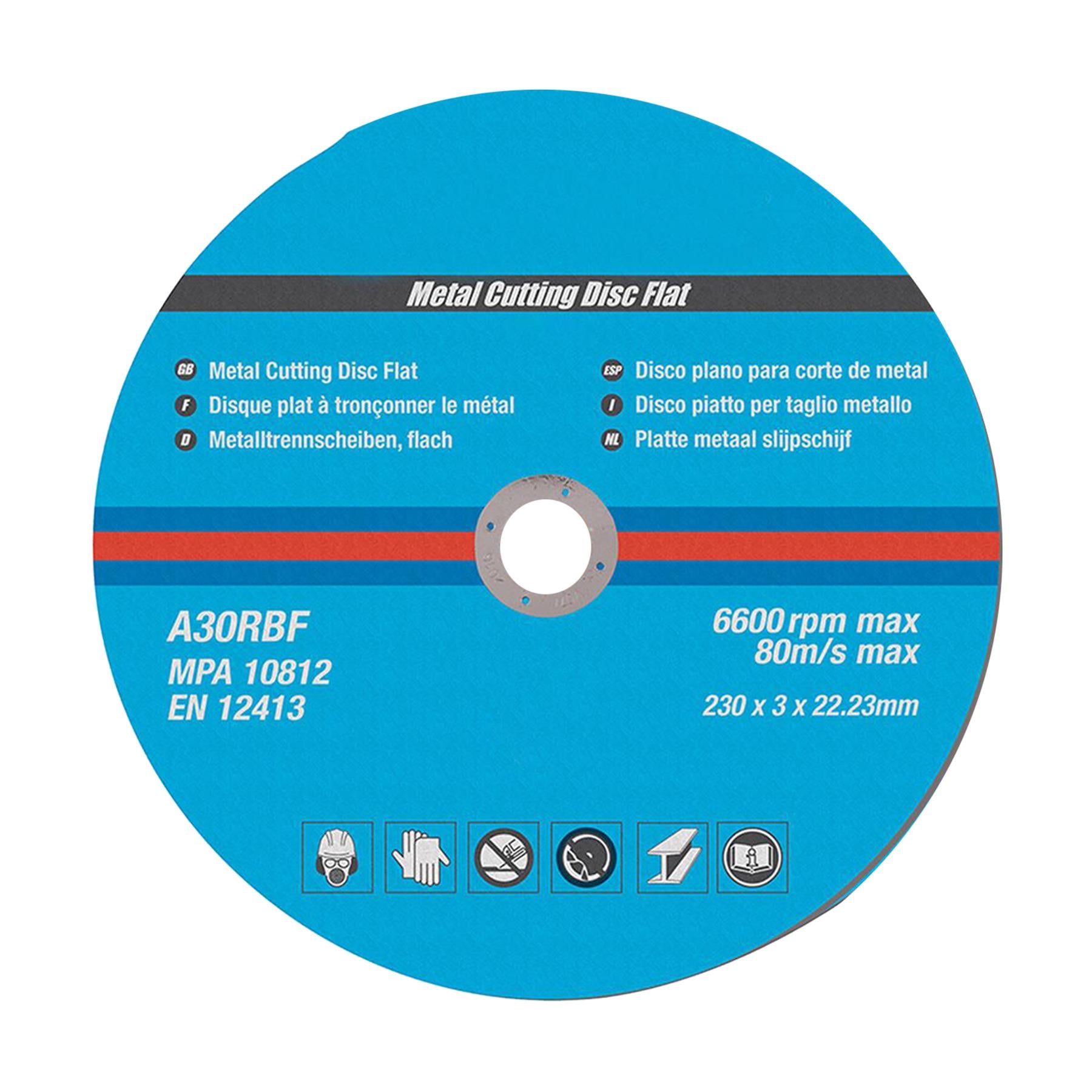 Metal Cutting Discs, Flat, Angle Grinder, 230mm X 3mm, Steel, Grinding 5Pk