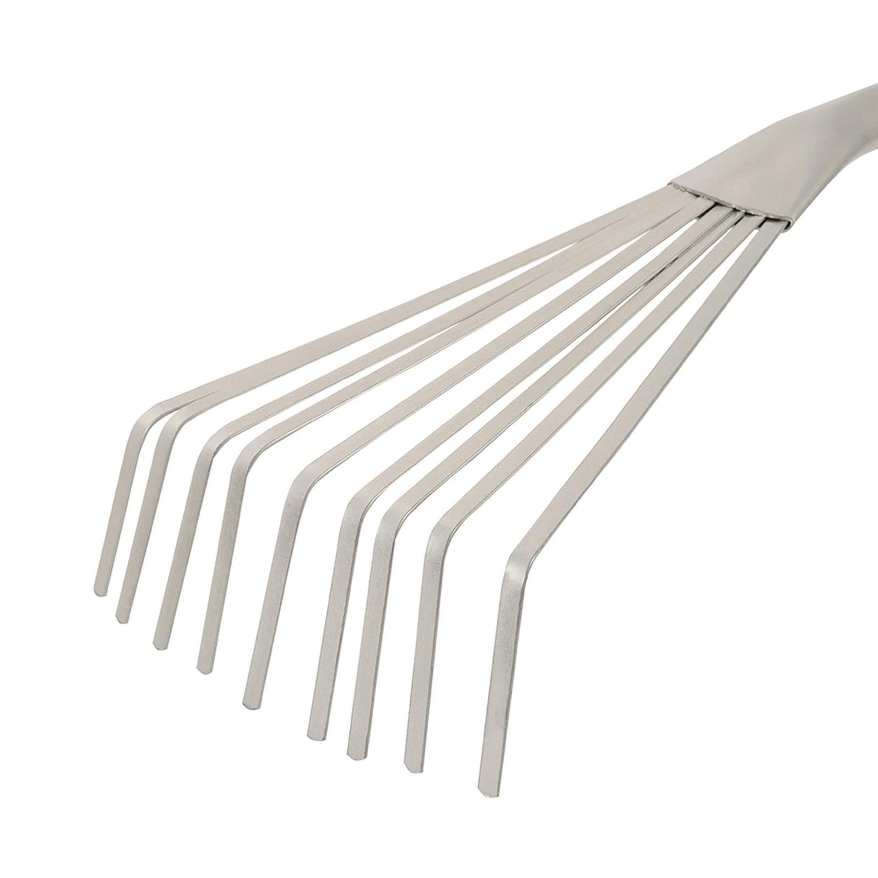 Hand Shrub Rake 390mm Gardening Tool Corrosion-Resistant Nine-Teeth Fan Rake