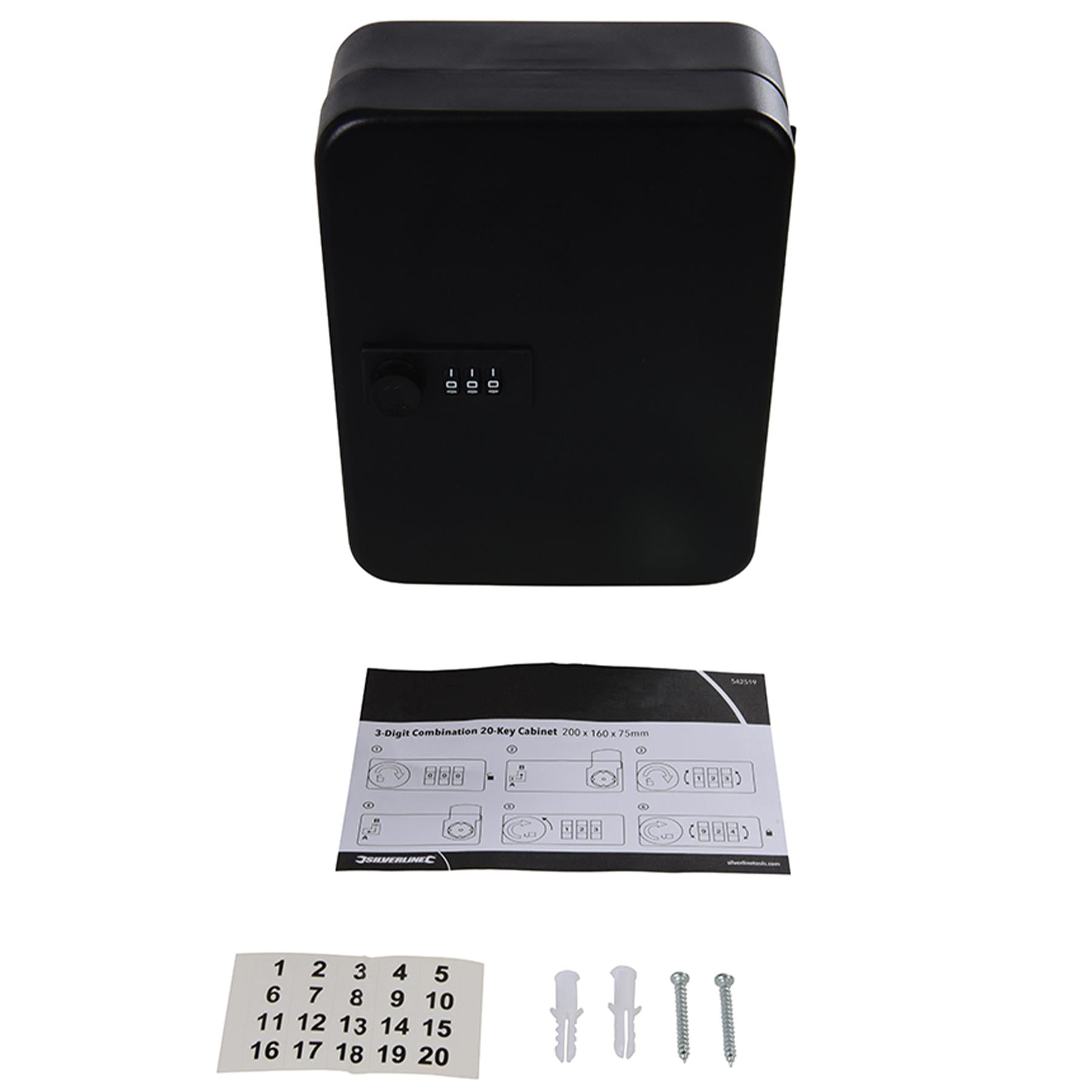 3-Digit Combination 20-Key Cabinet - 200 X 160 X 75mm Steel Powder-Coated Finish