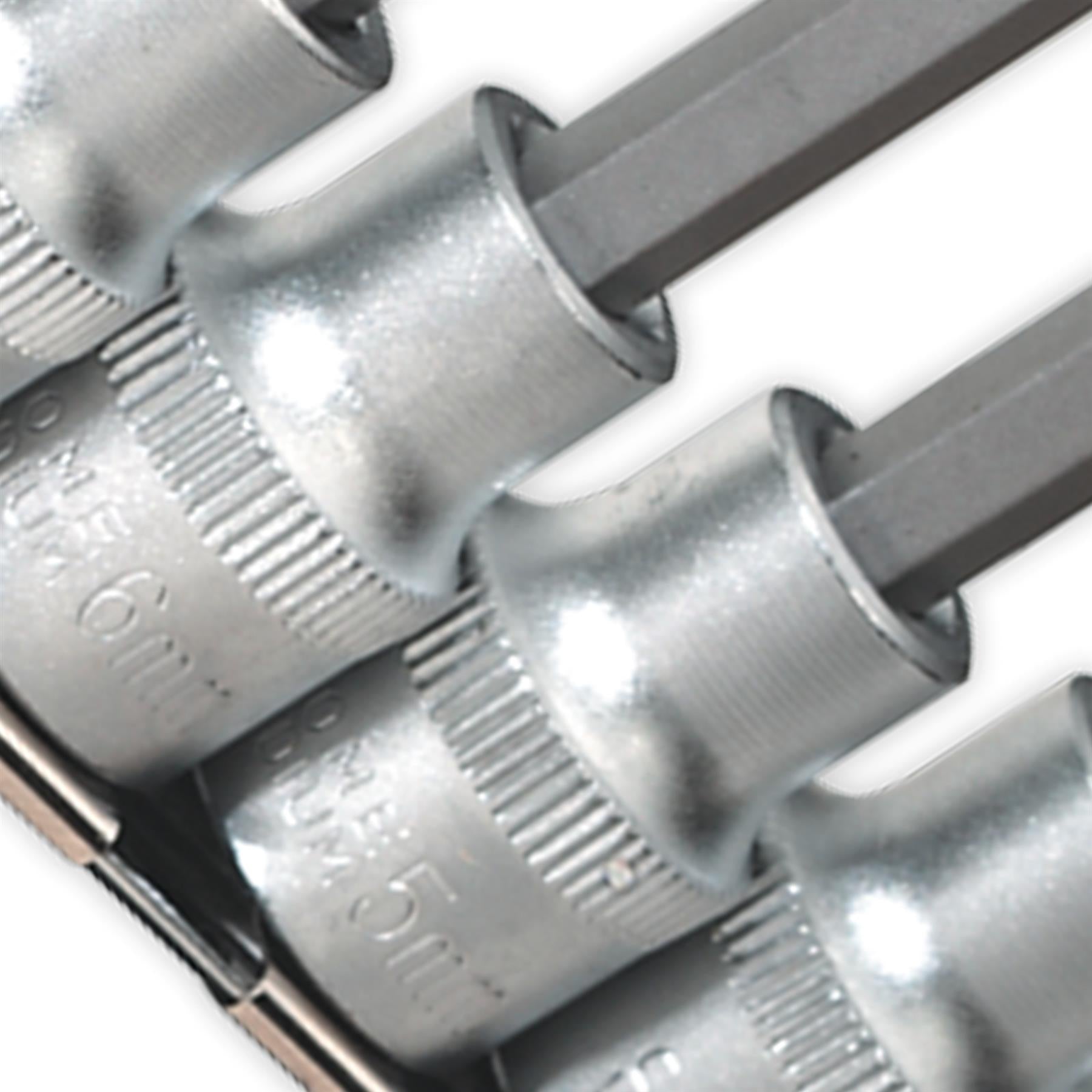 Sealey Ball-End Hex Socket Bit Set 7pc Metric 3/8"Sq Drive 100mm
