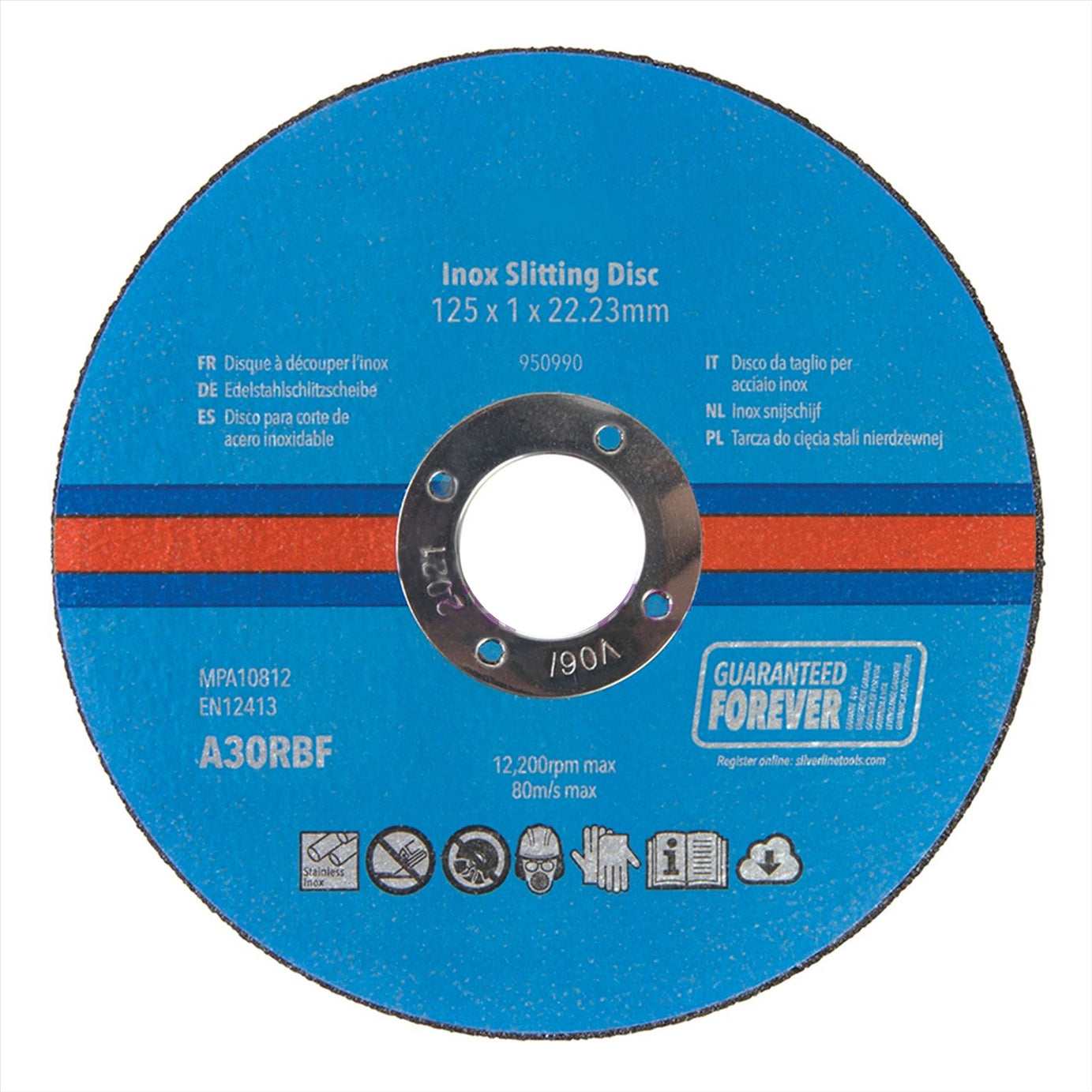 Inox Slitting Discs 10Pk For Cutting Stainless Steel 125 x 1 x 22.23mm