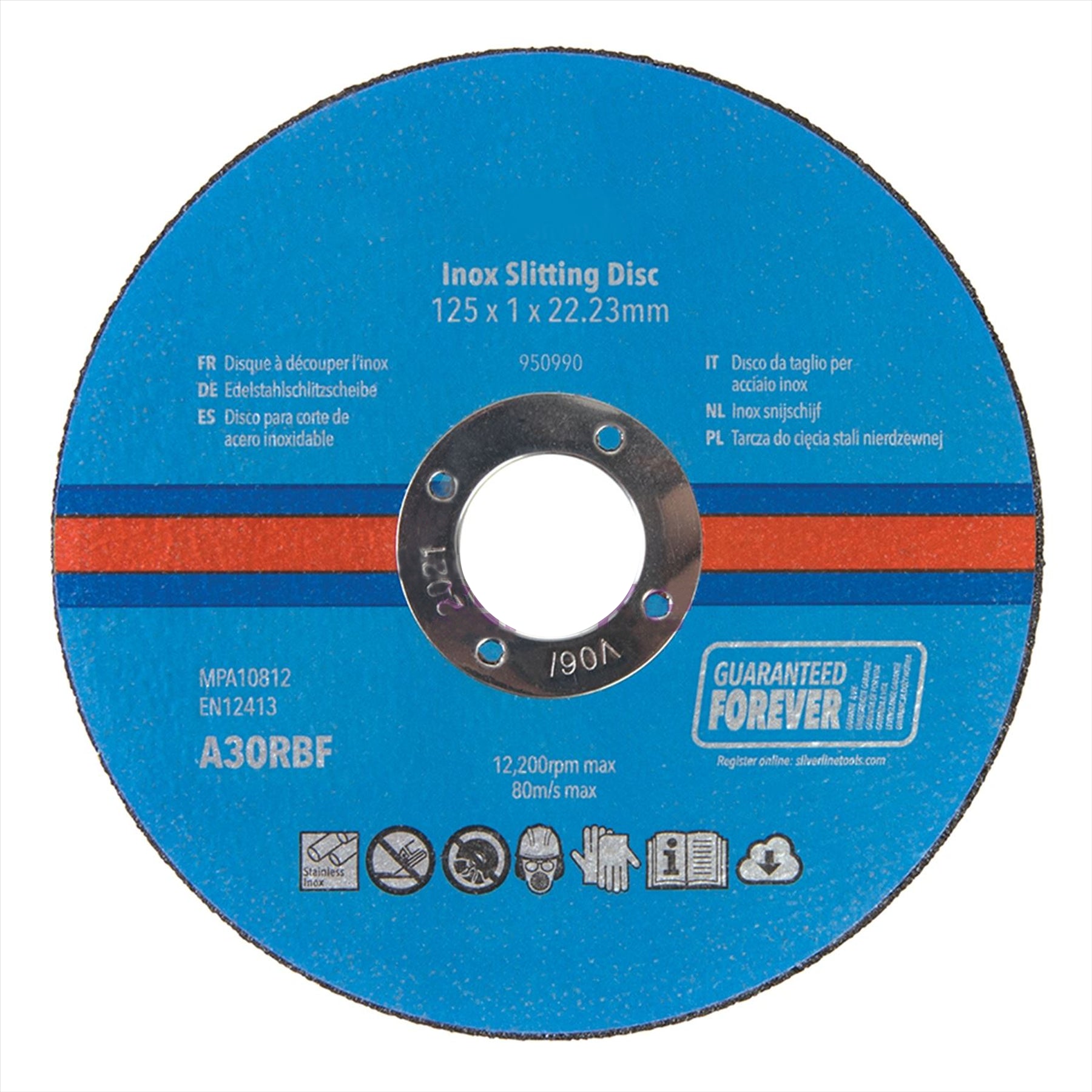 Inox Slitting Discs 10Pk For Cutting Stainless Steel 125 x 1 x 22.23mm