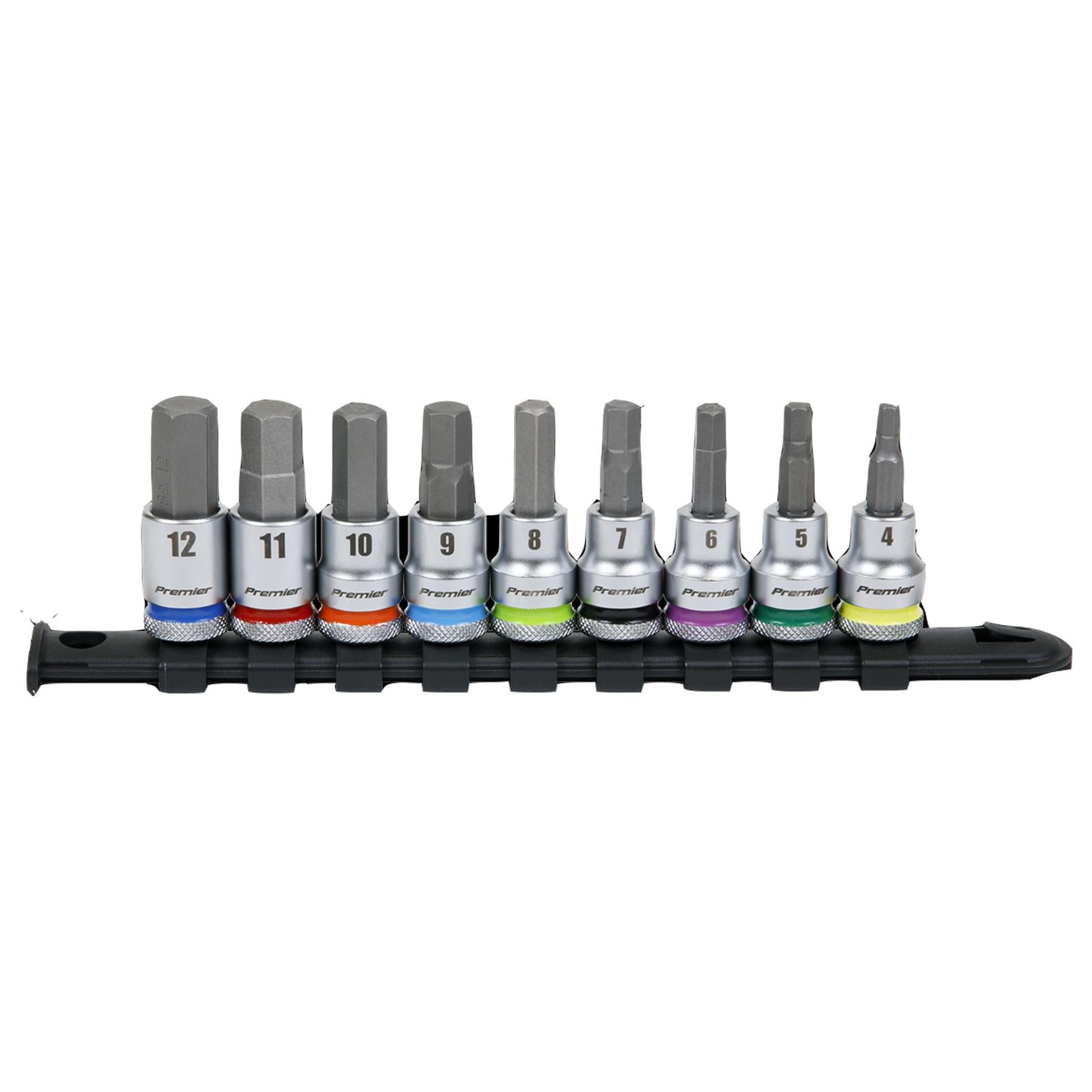 Sealey Hex Socket Bit Set 9pc 3/8"Sq Drive  - Platinum