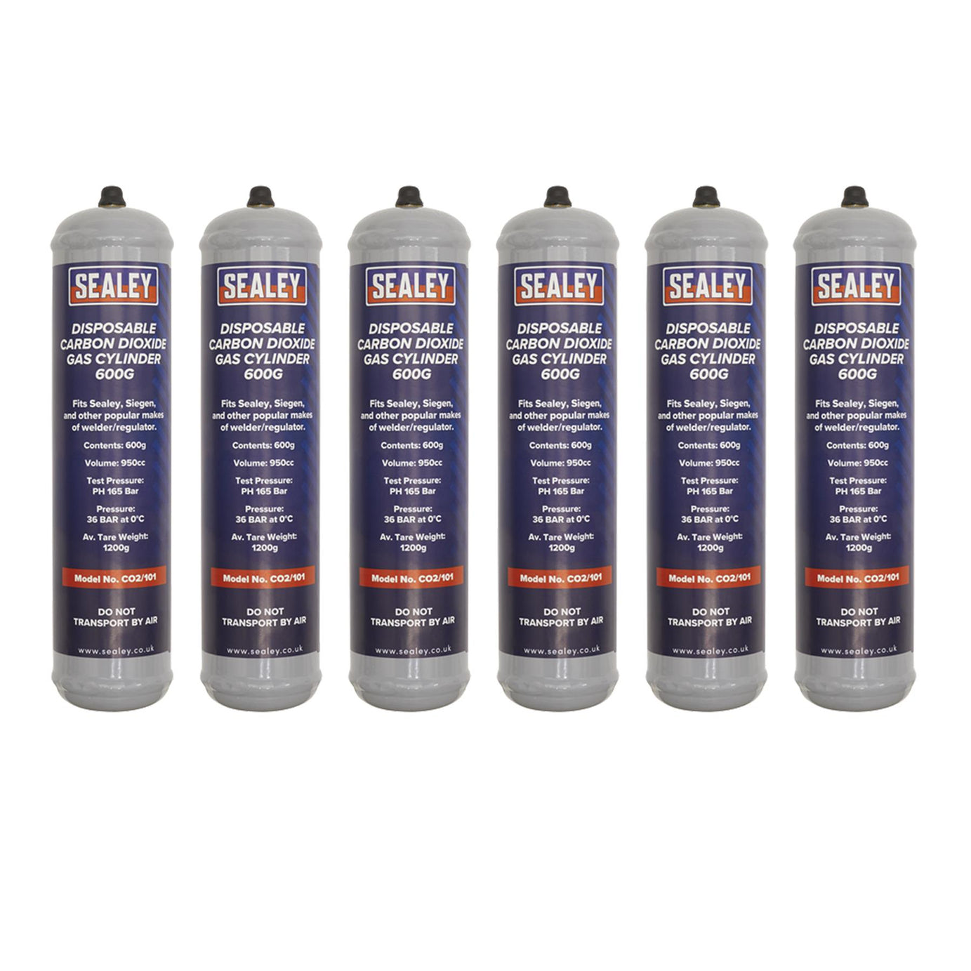 Sealey Gas Cylinder Disposable Carbon Dioxide 600g - Box of 12